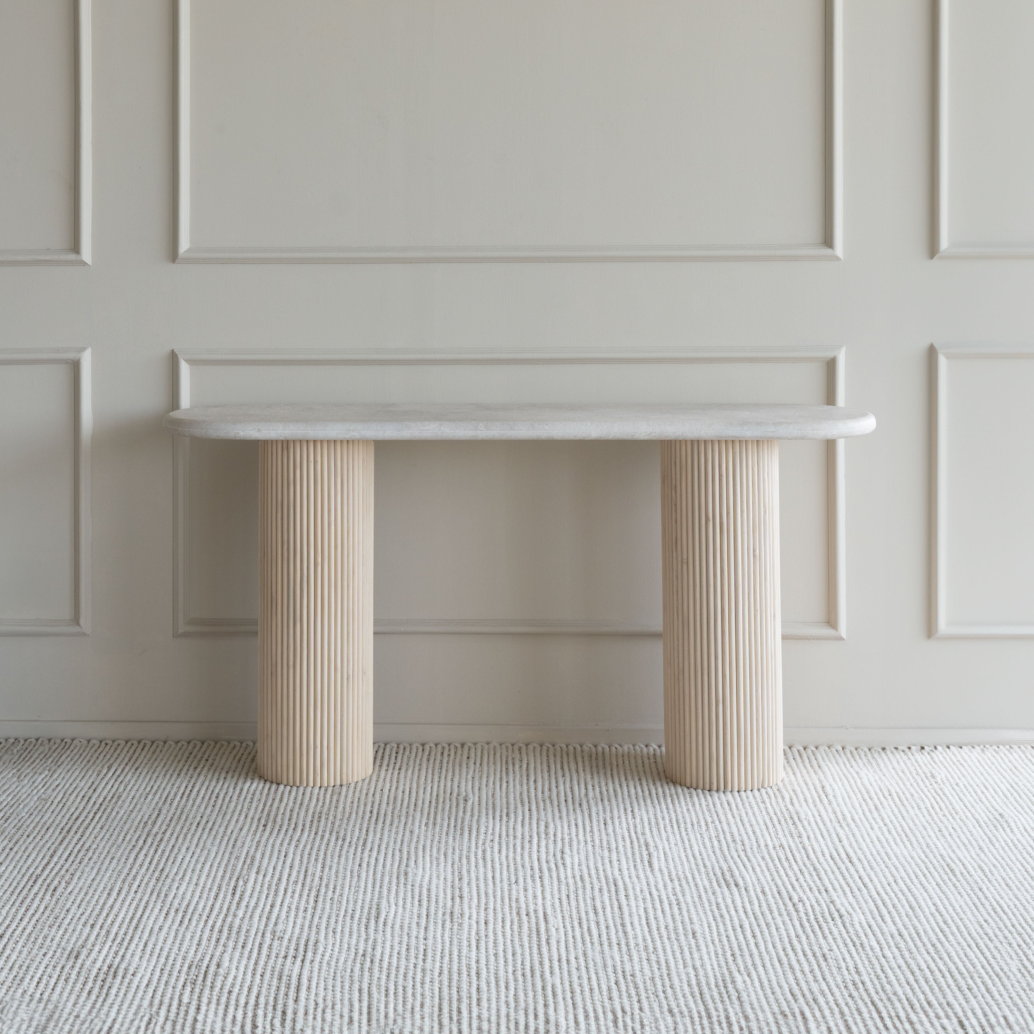 Palm Oval Console-Fluted Base - Console Tables - WS Living Furniture Furniture Store in Dubai