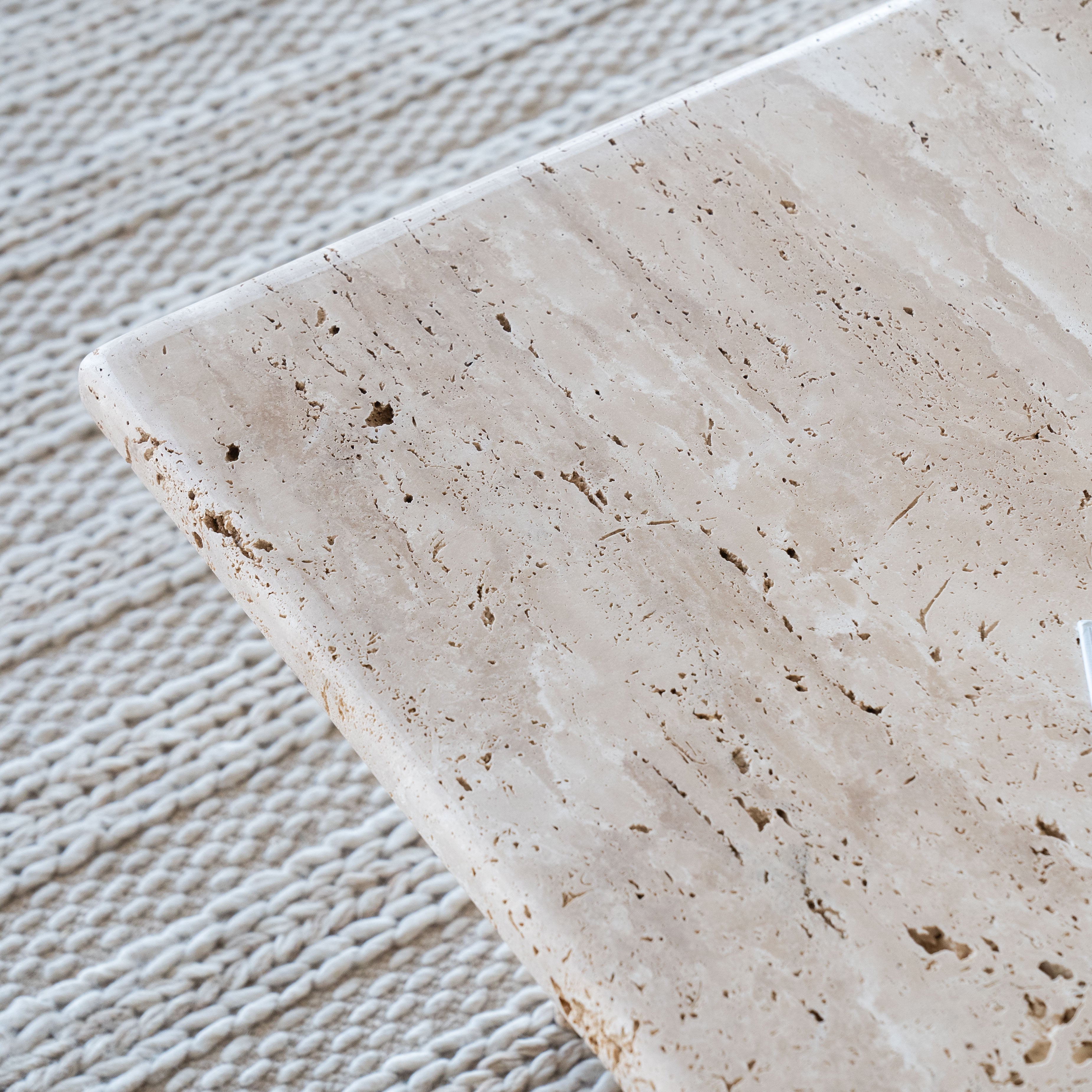 Palm Rectangle Travertine Marble Coffee Table - Coffee Tables - WS Living Furniture Furniture Store in Dubai