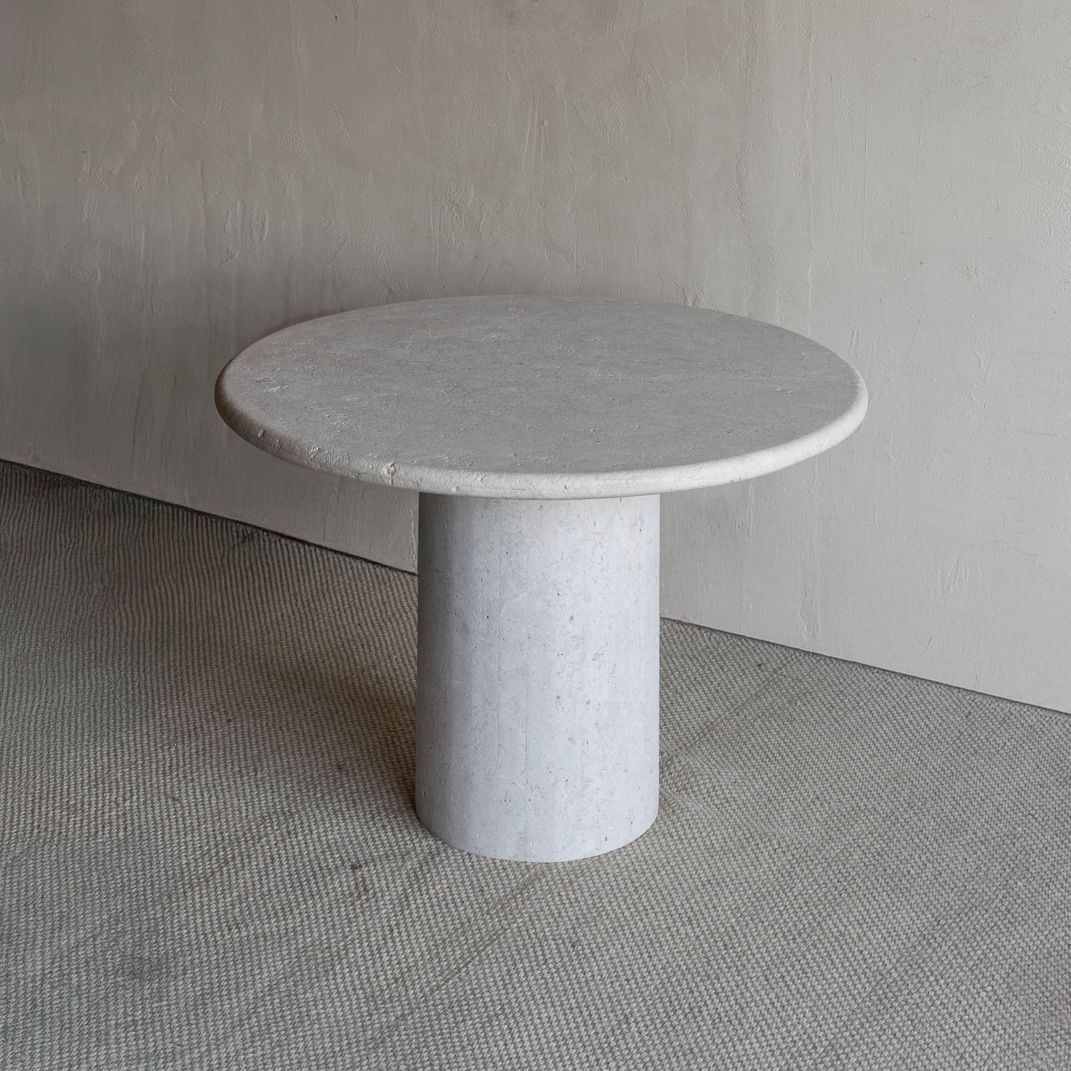 Palm Round Limestone Marble Dining Table