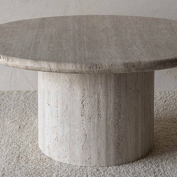 Palm Travertine Marble Round Coffee Table