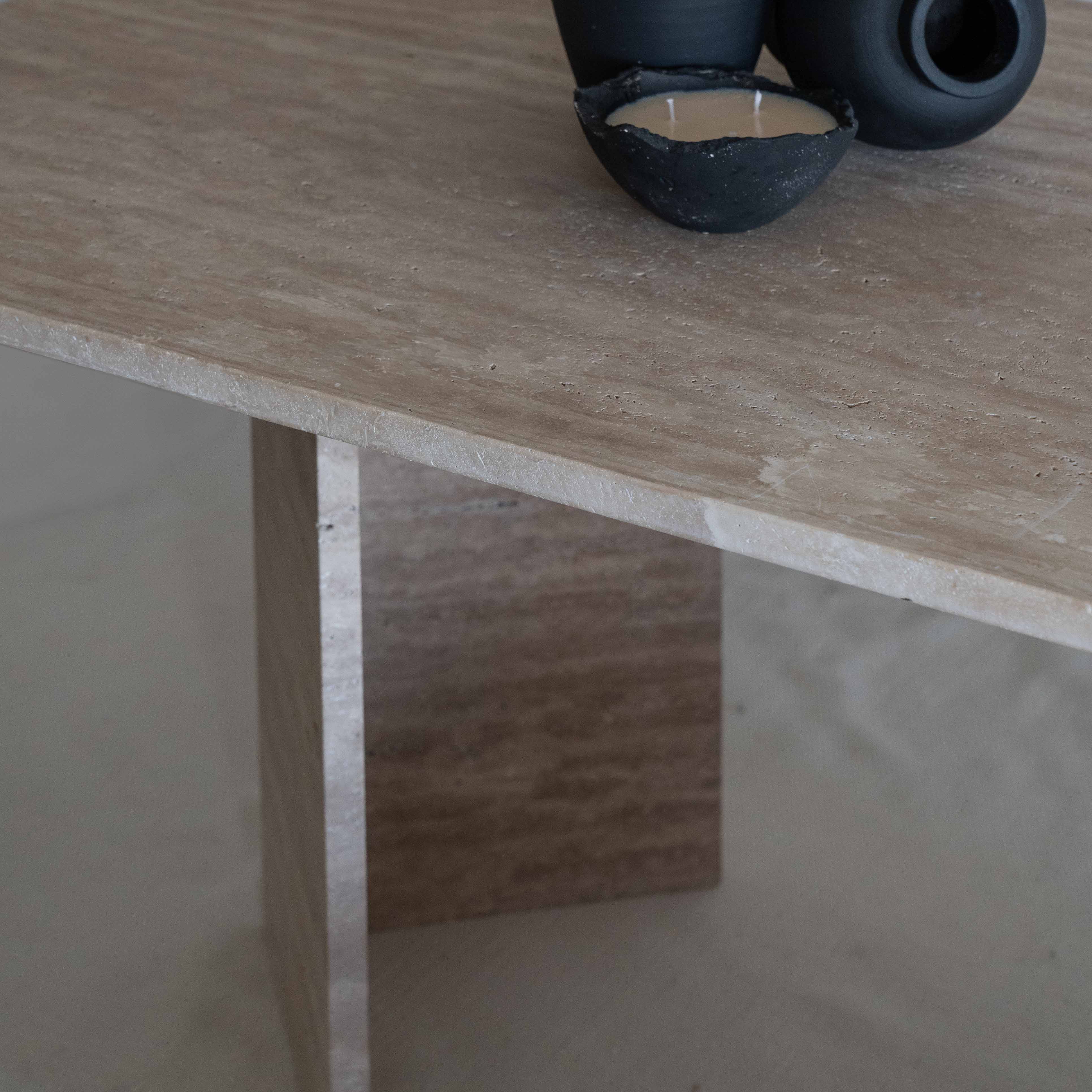Palm Rectangle Travertine Marble Dining Table - Dining Tables - WS Living - UAE Modern Home Furniture Stores in Dubai