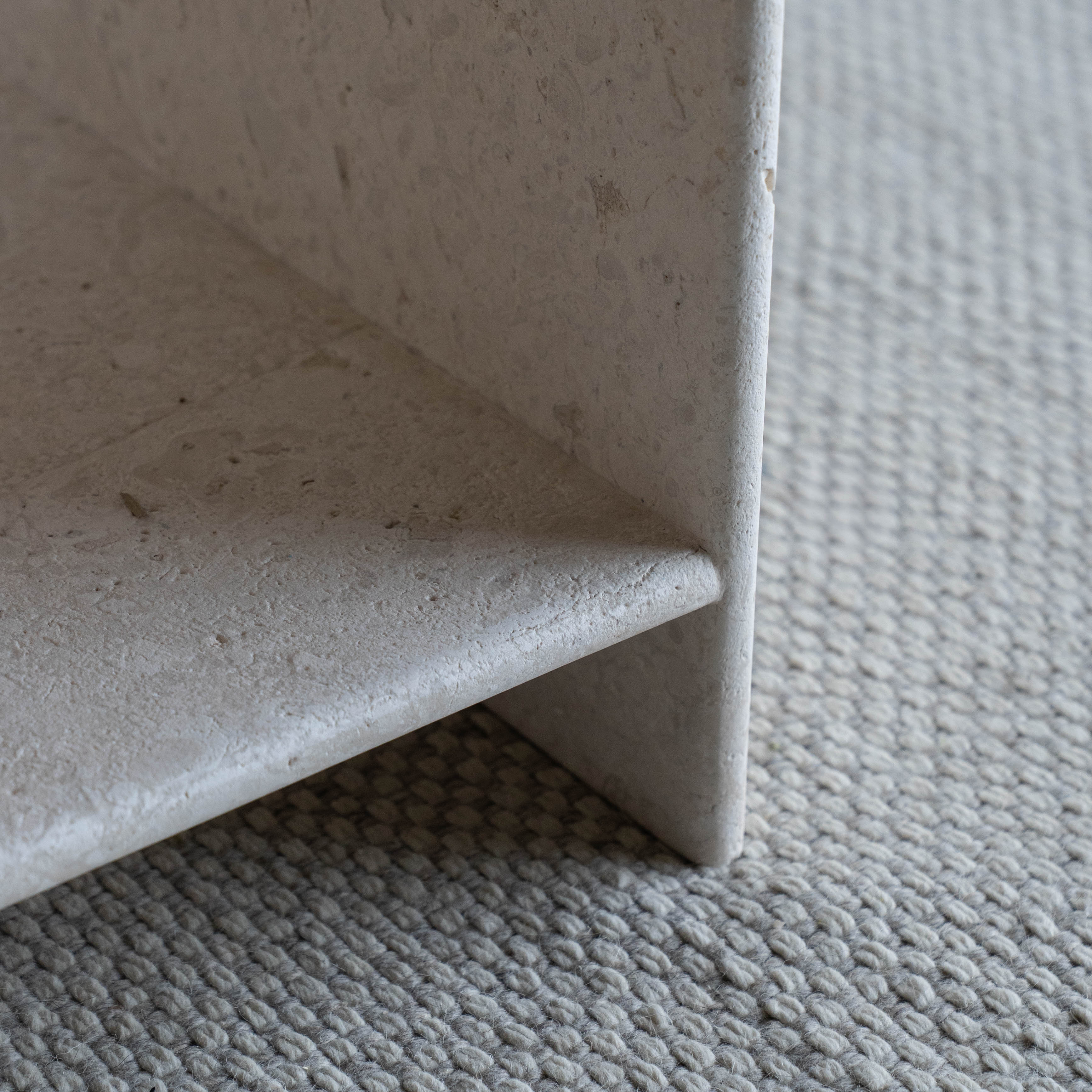 Palm Limestone Marble Bed Side Table W/Drawers - Beige