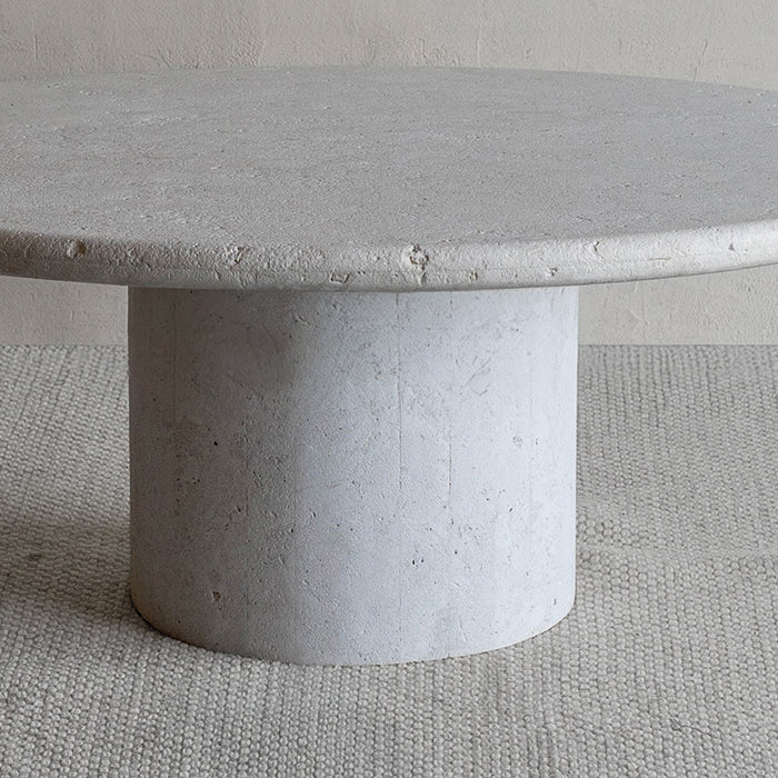 Palm Limestone Marble Round Coffee Table