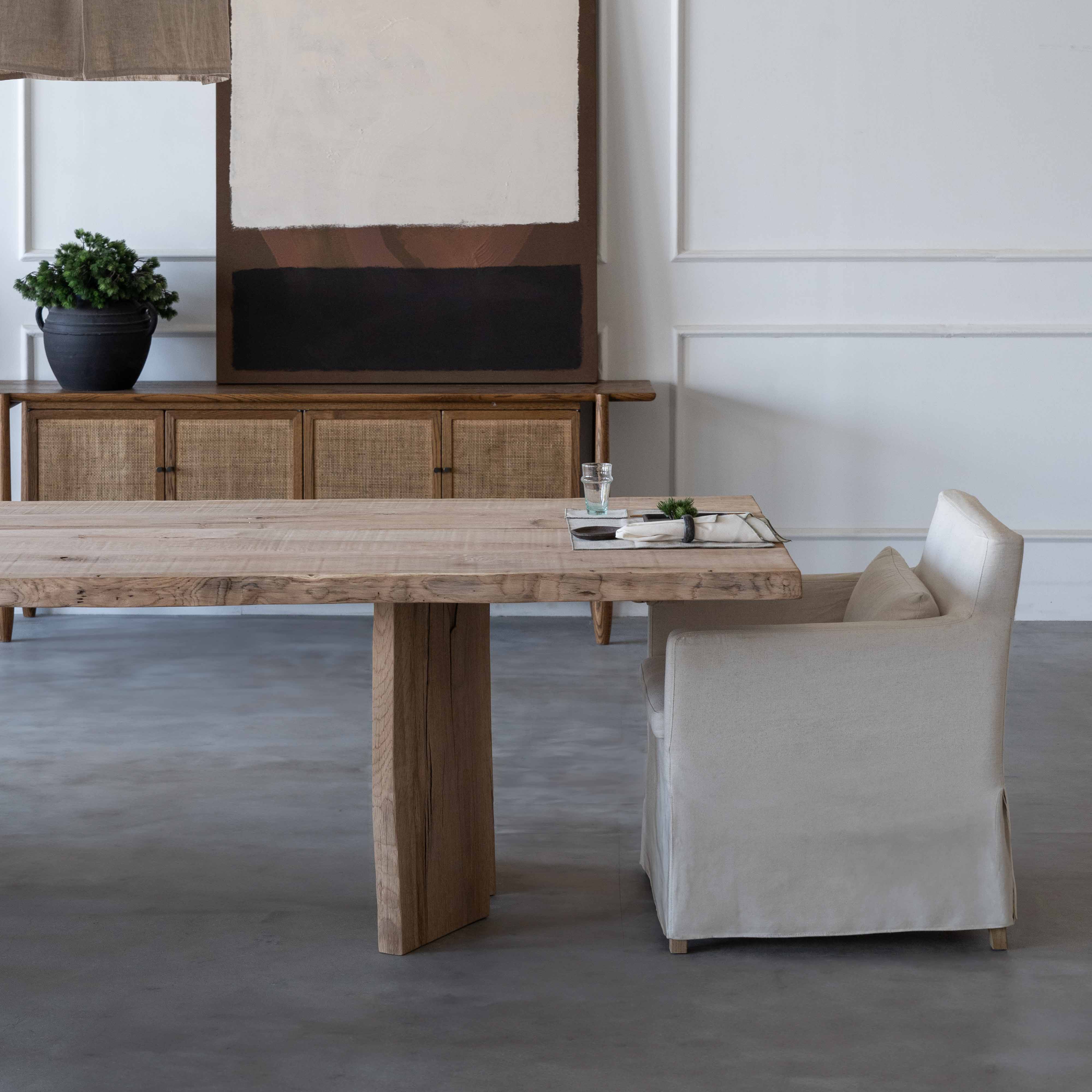Palma Solid Oak Wood Long Dining Table - Dining Tables - WS Living Furniture Furniture Store in Dubai