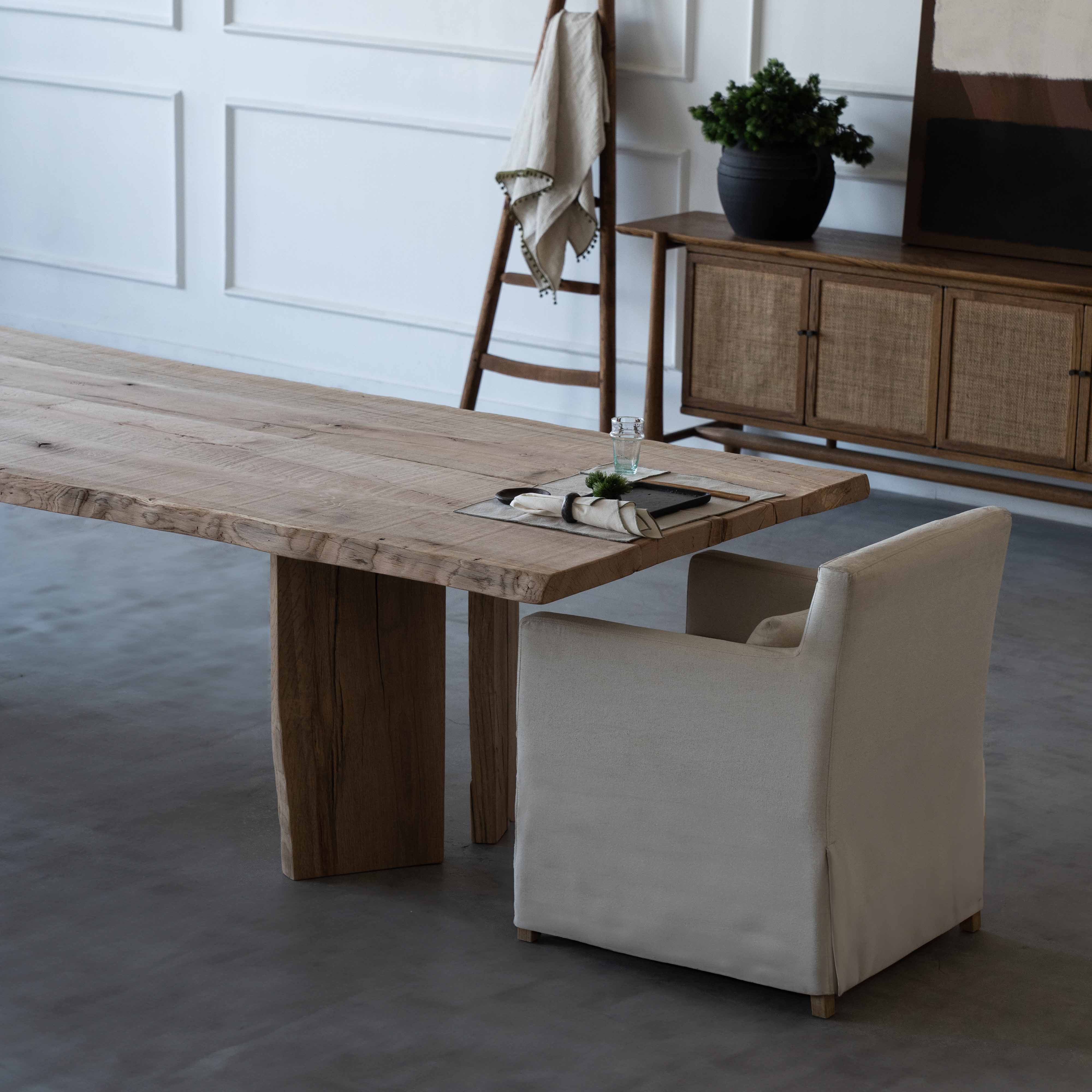 Palma Solid Oak Wood Long Dining Table - Dining Tables - WS Living Furniture Furniture Store in Dubai