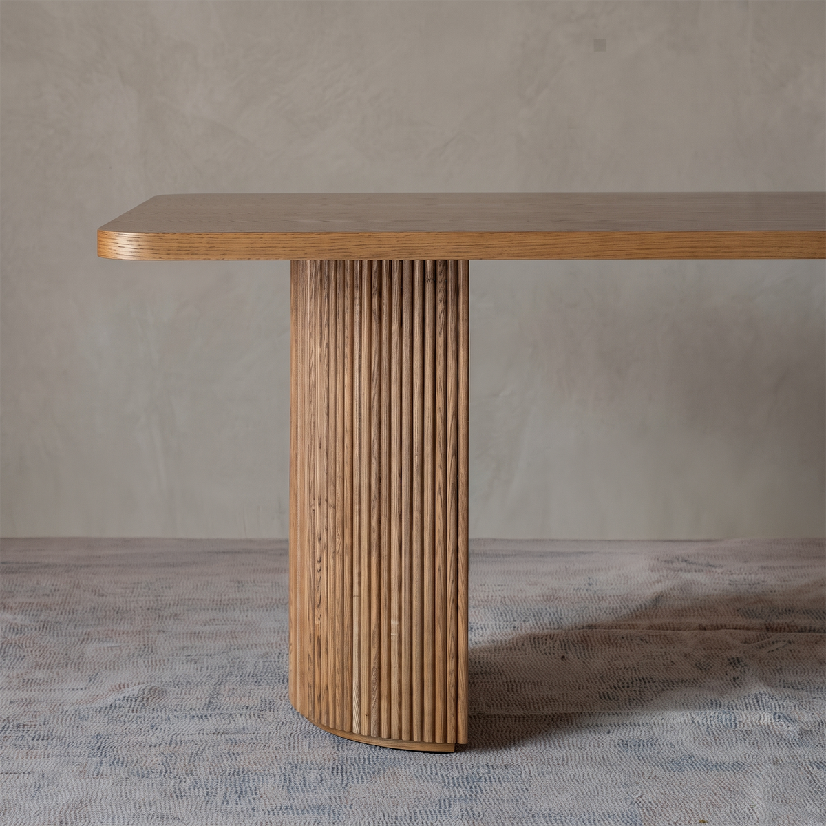 Pamela Fluted Base Oak Dining Table - Natural