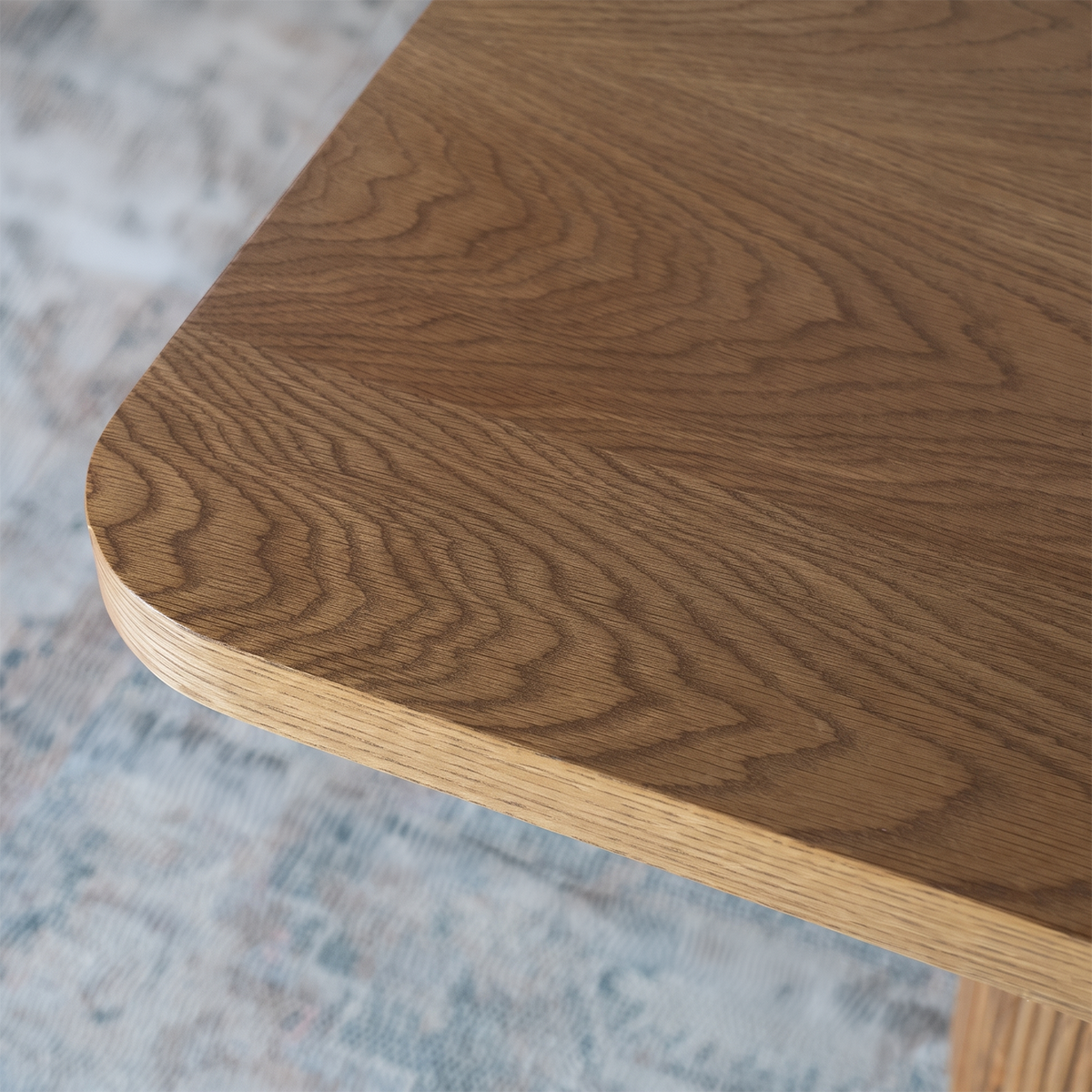 Pamela Fluted Base Oak Dining Table - Natural