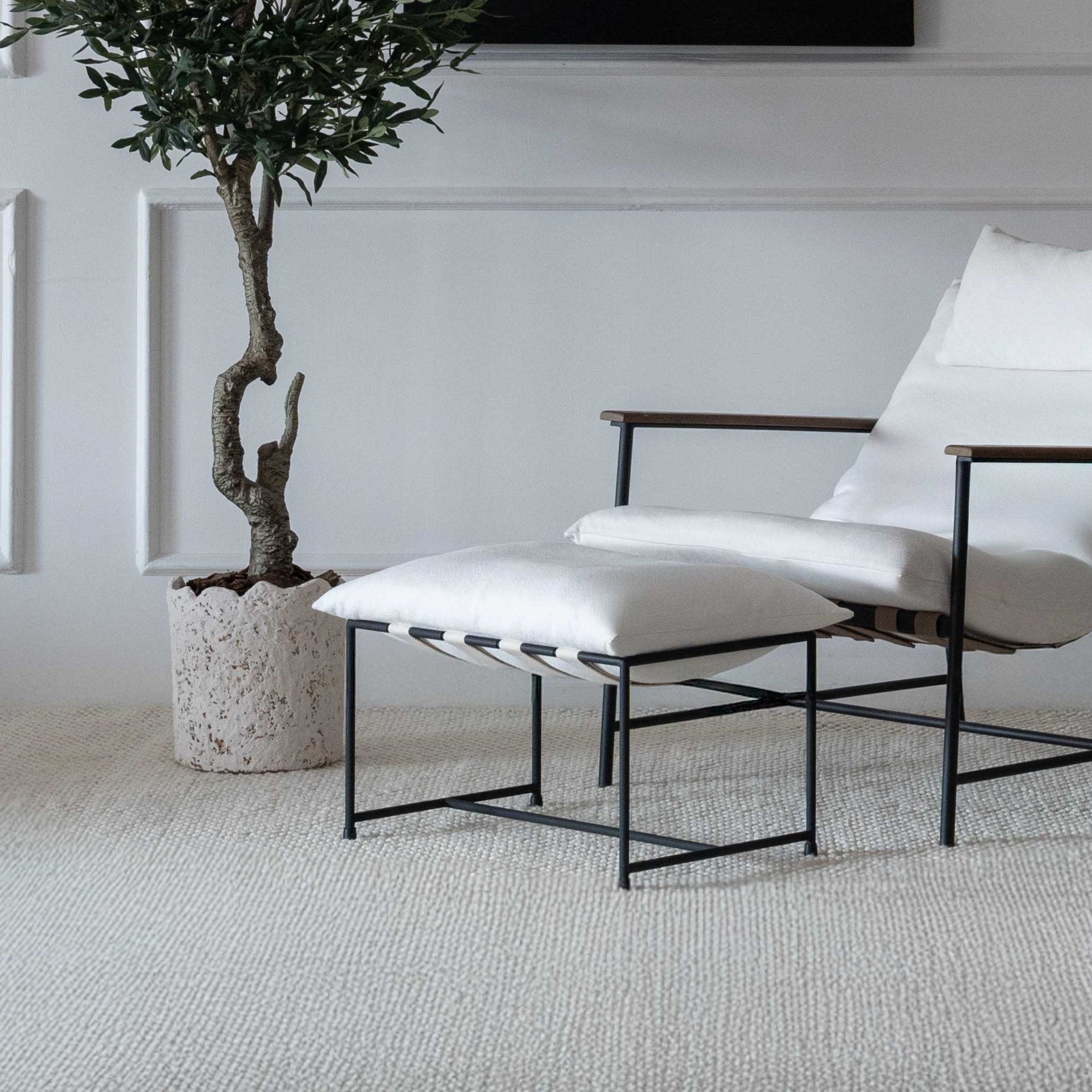 Novato Off-White Steel & Upholstered Foot Stool - Step Stool - WS Living Furniture  Furniture Store in Dubai
