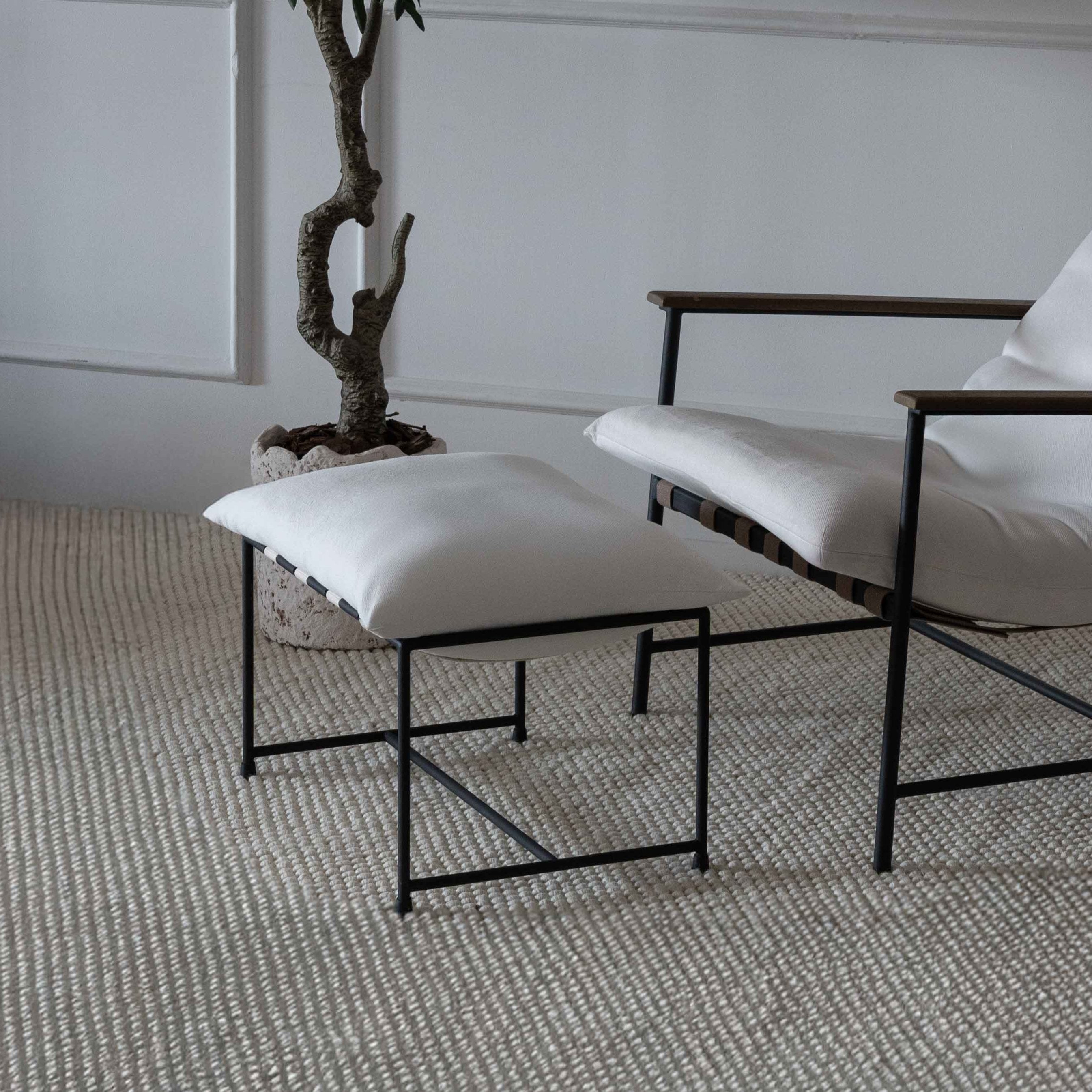 Novato Off-White Steel & Upholstered Foot Stool - Step Stool - WS Living Furniture  Furniture Store in Dubai
