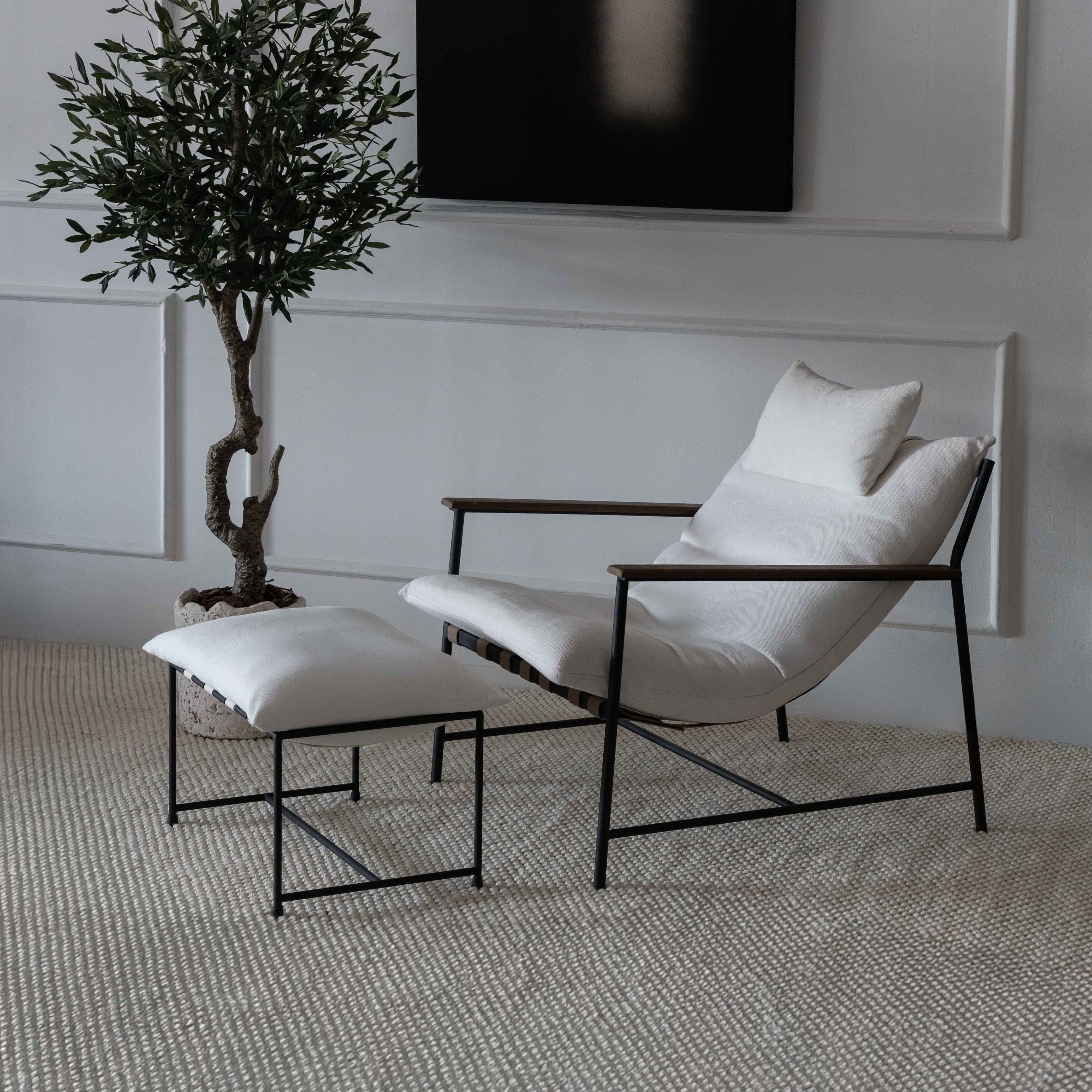 Pavia Off-White Solid Wood Handle With Headrest Lounge Chair - Arm chair - WS Living Furniture Furniture Store in Dubai