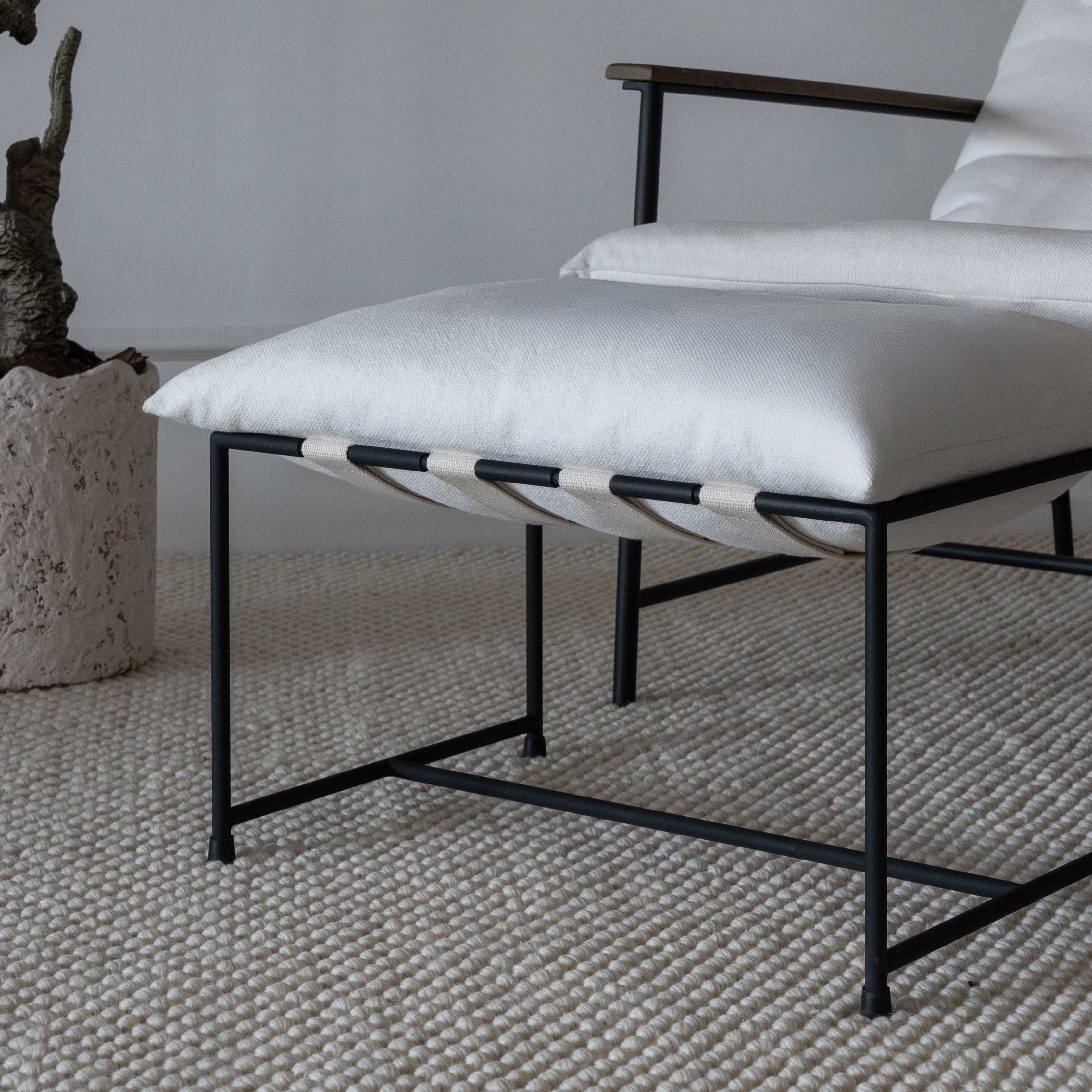 Novato Off-White Steel & Upholstered Foot Stool - Step Stool - WS Living Furniture  Furniture Store in Dubai