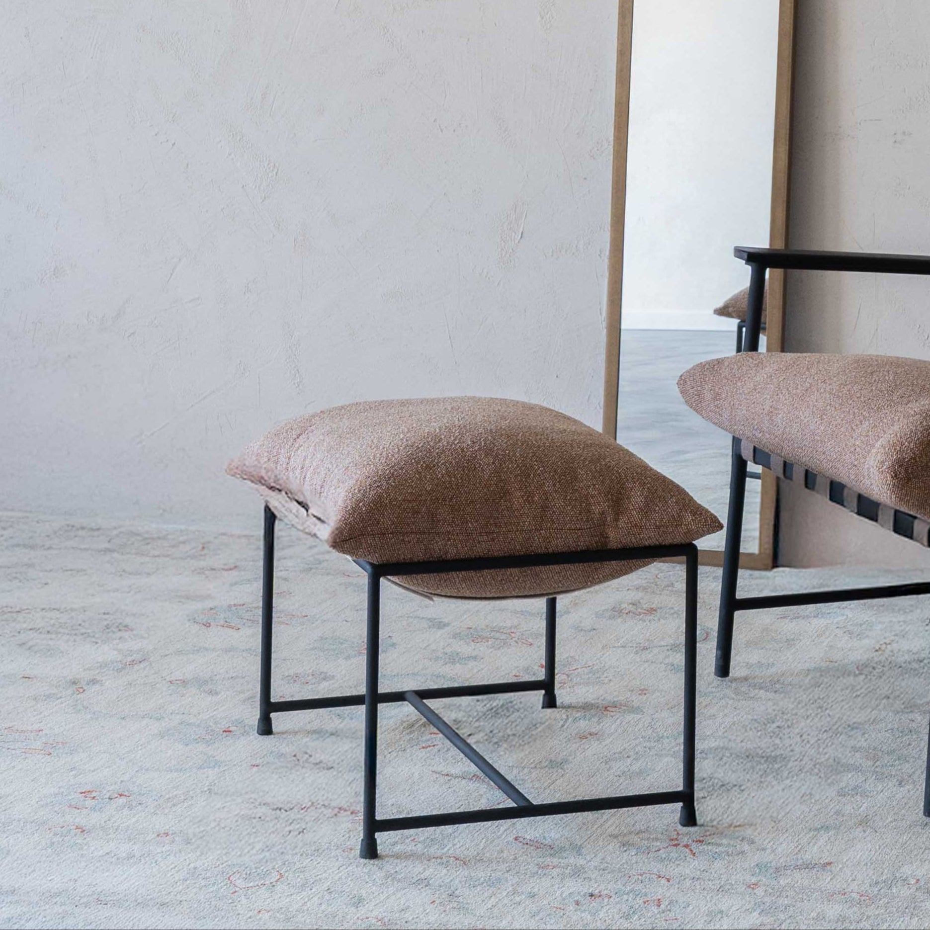 Novato Brown - Upholstered Foot Stool - Step Stool - WS Living Furniture Furniture Store in Dubai