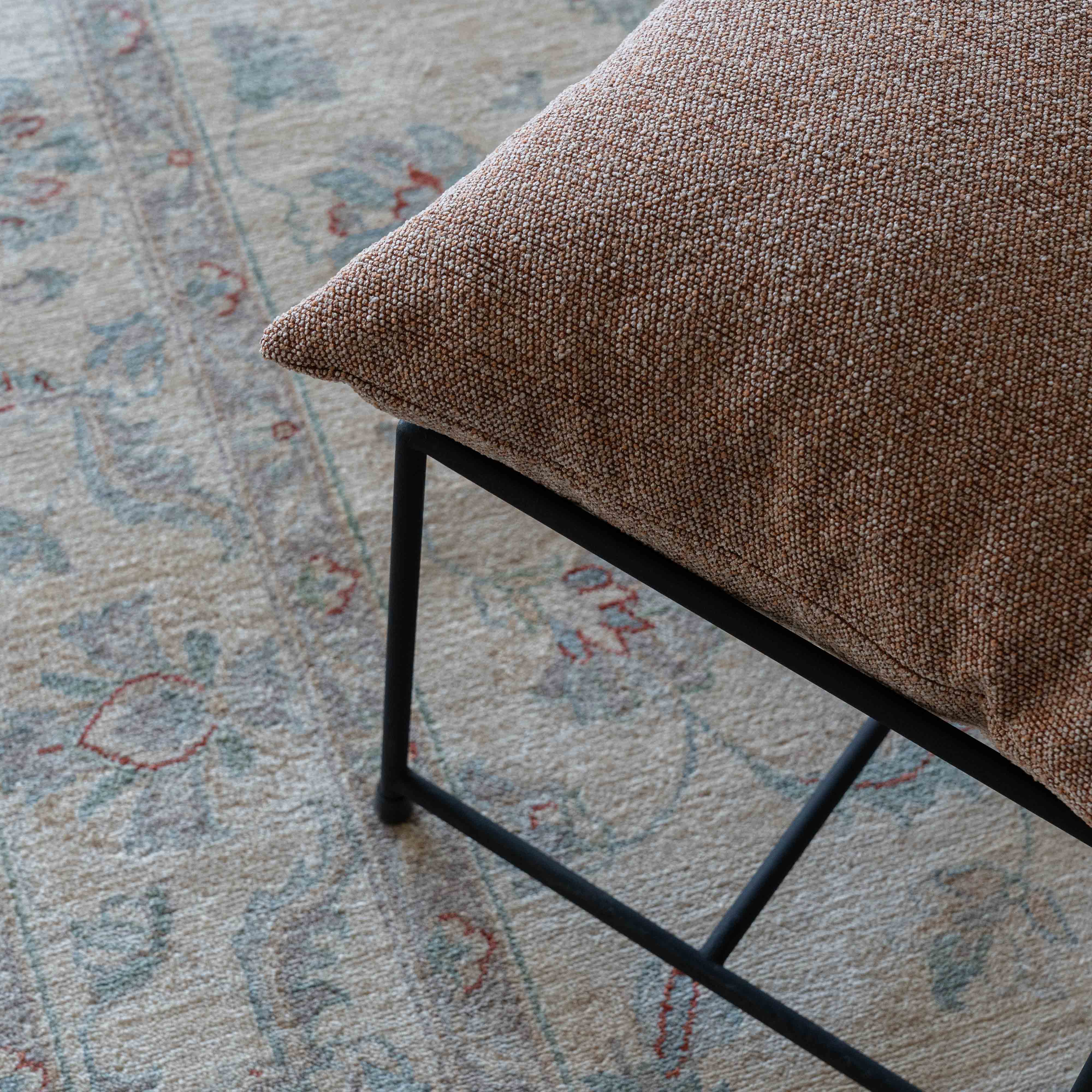 Novato Brown - Upholstered Foot Stool - Step Stool - WS Living Furniture Furniture Store in Dubai