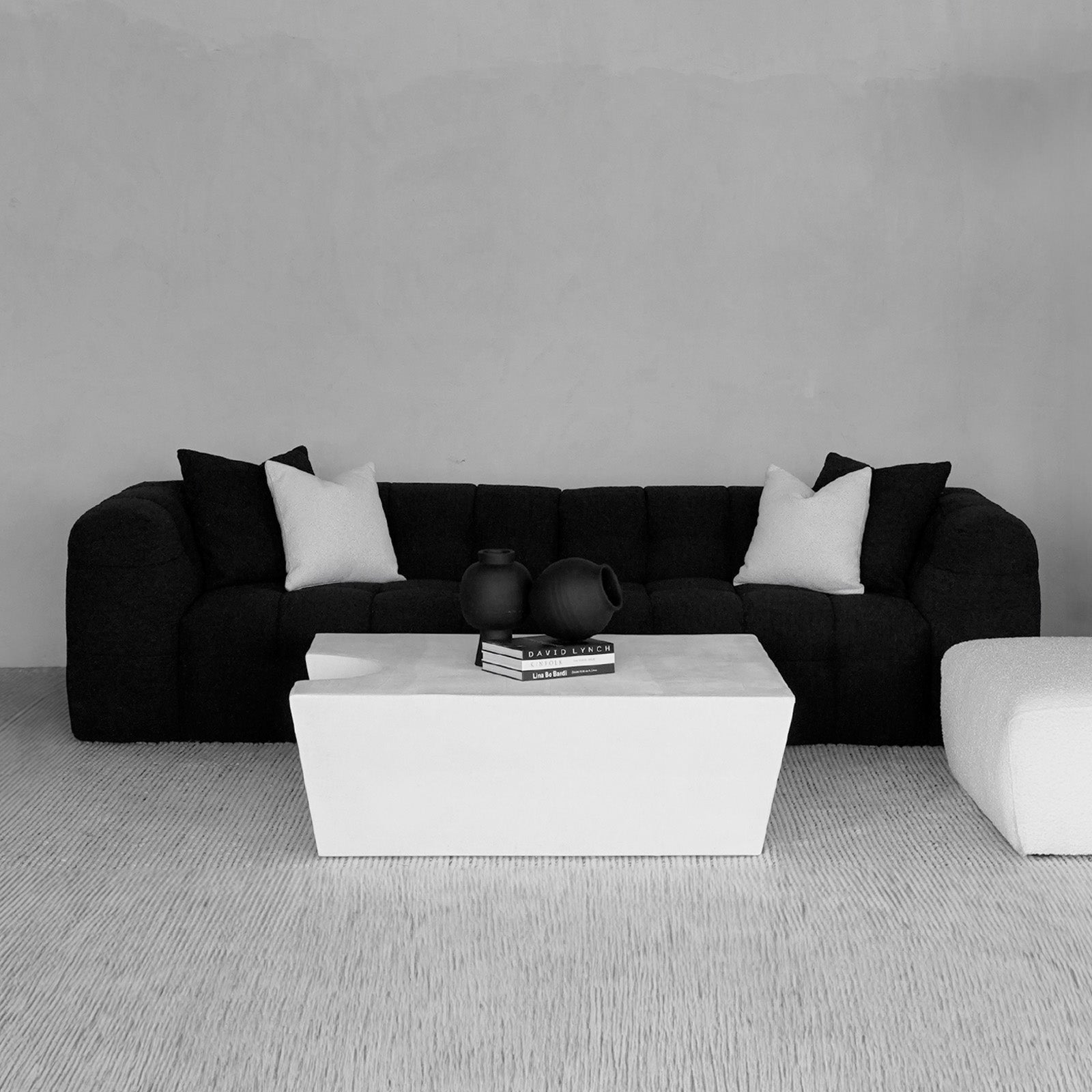 Pina Black Boucle 3 Seater Sofa - Sofas - WS Living Furniture Furniture Store in Dubai