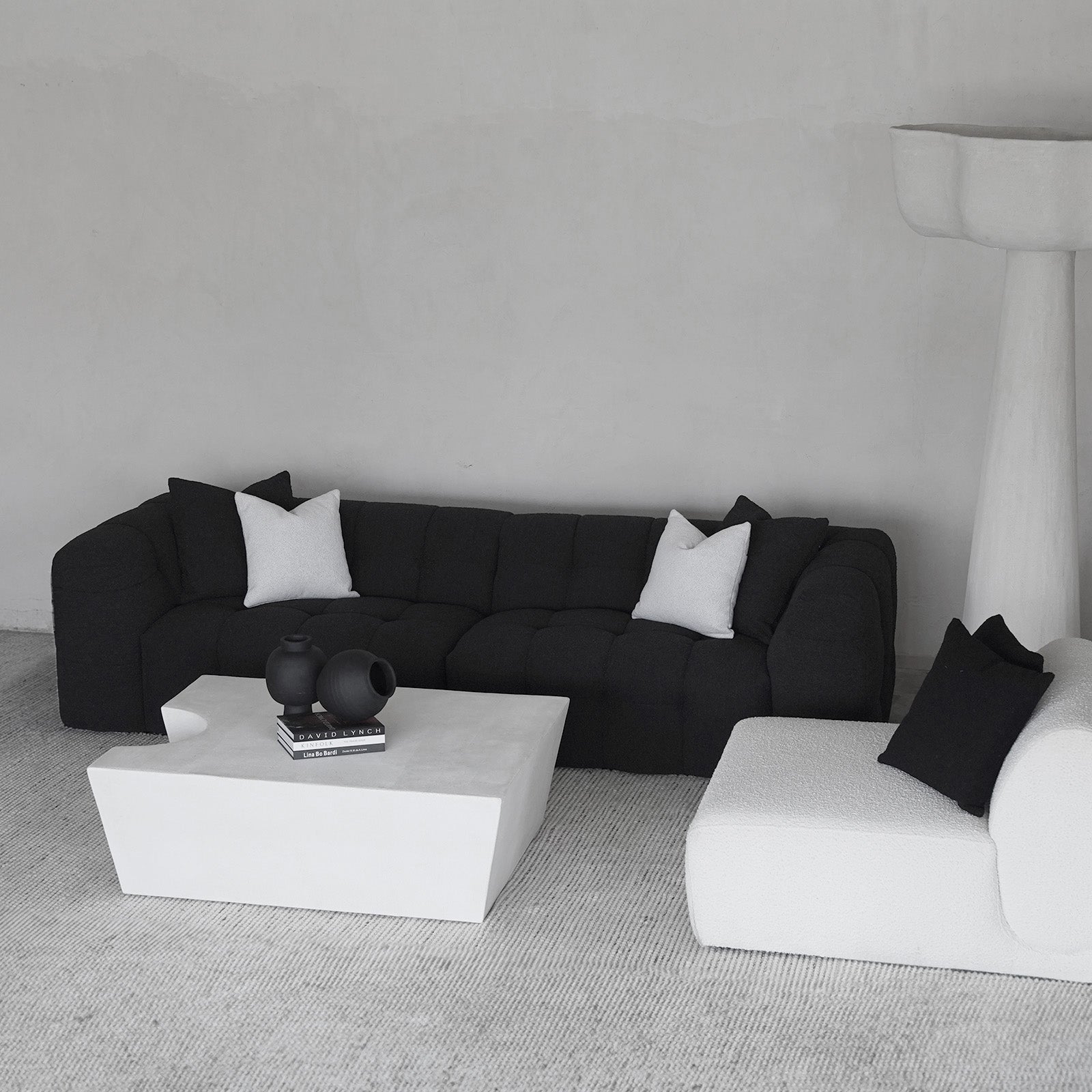 Pina Black Boucle 3 Seater Sofa - Sofas - WS Living Furniture Furniture Store in Dubai