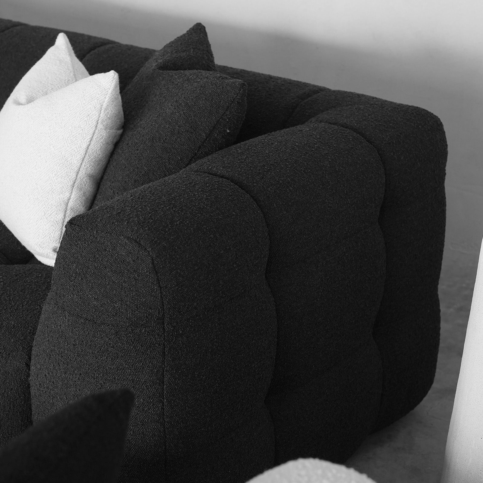 Pina Black Boucle 3 Seater Sofa - Sofas - WS Living Furniture Furniture Store in Dubai