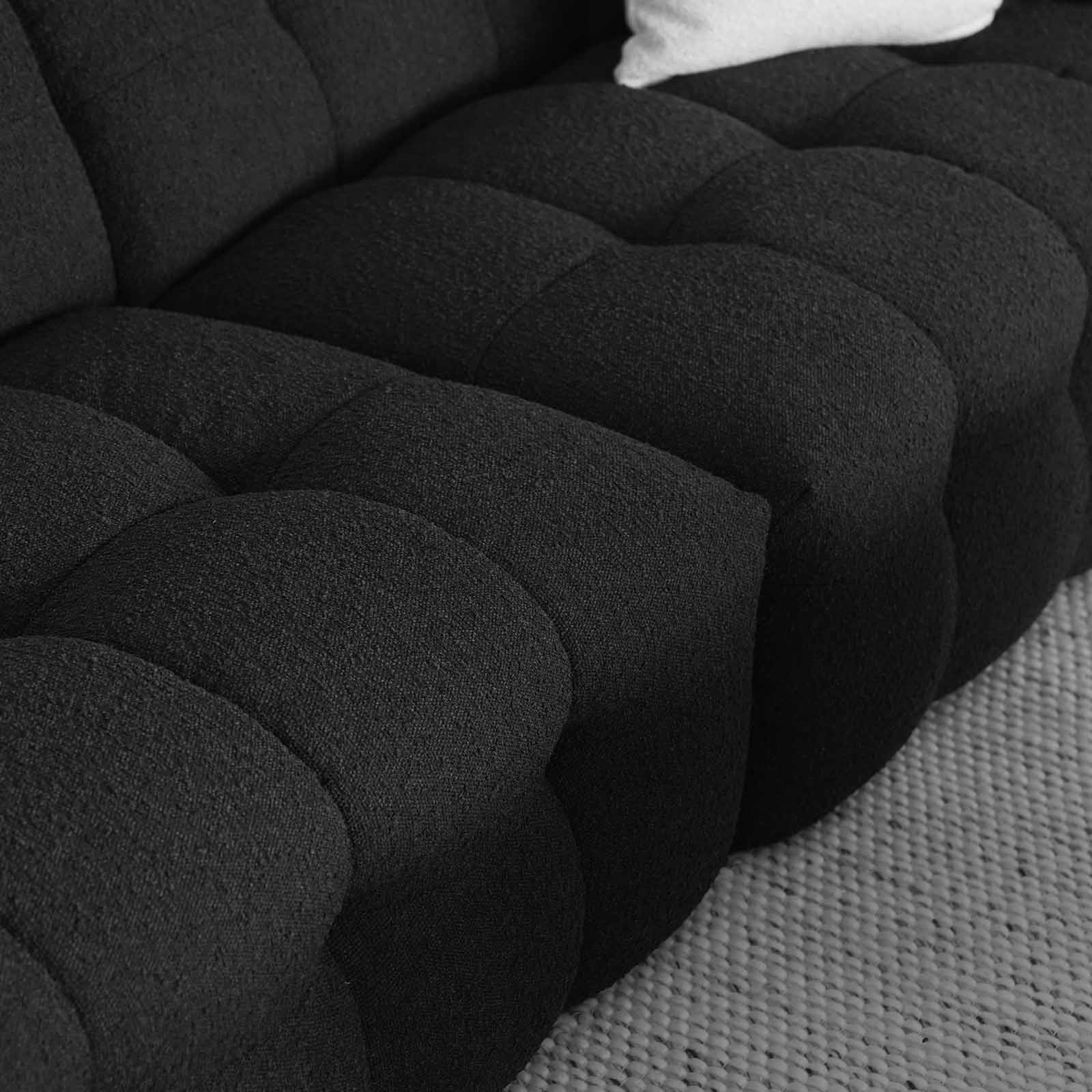 Pina Black Boucle 3 Seater Sofa - Sofas - WS Living Furniture Furniture Store in Dubai