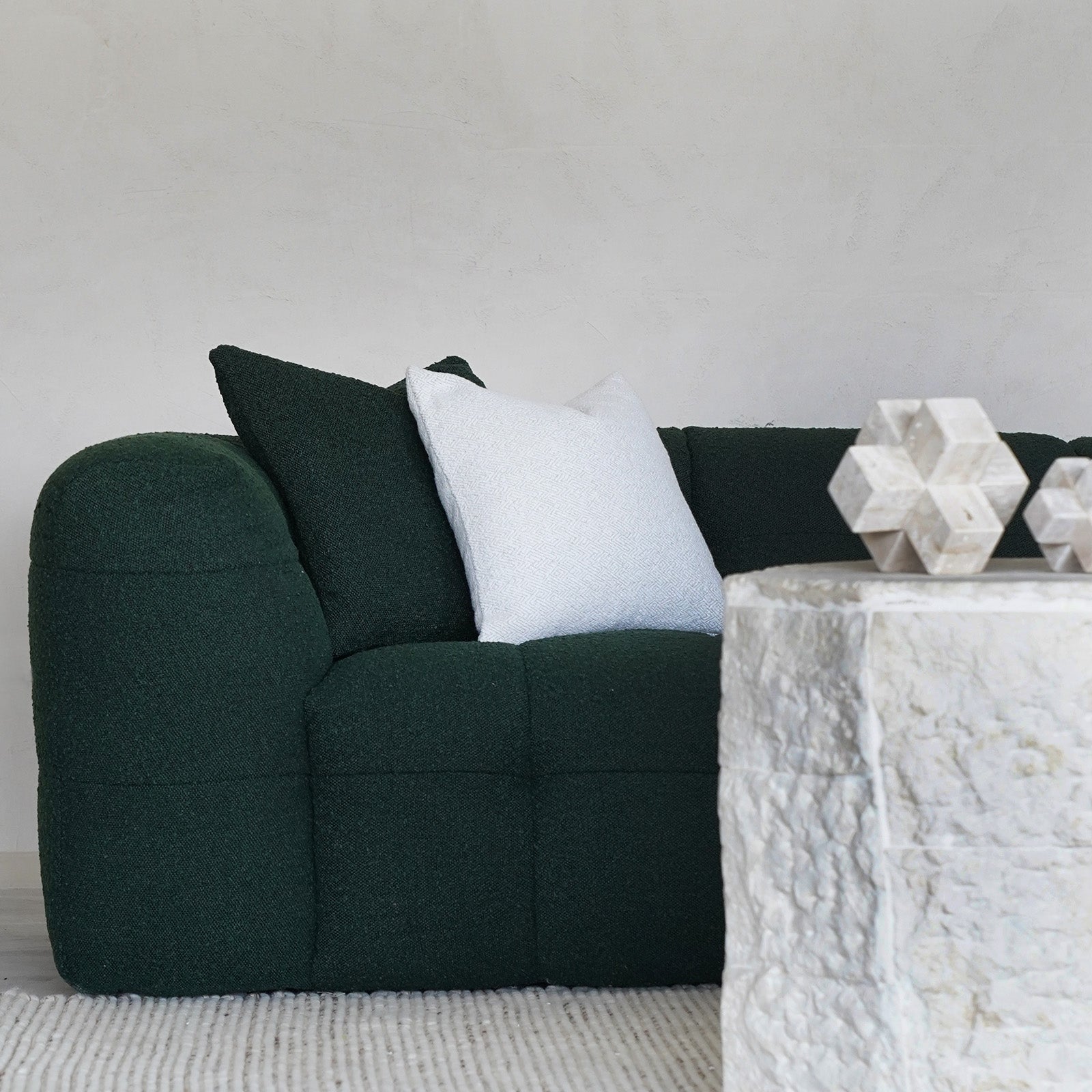 Pina Green Boucle 3 Seater Sofa - Sofas - WS Living Furniture Furniture Store in Dubai