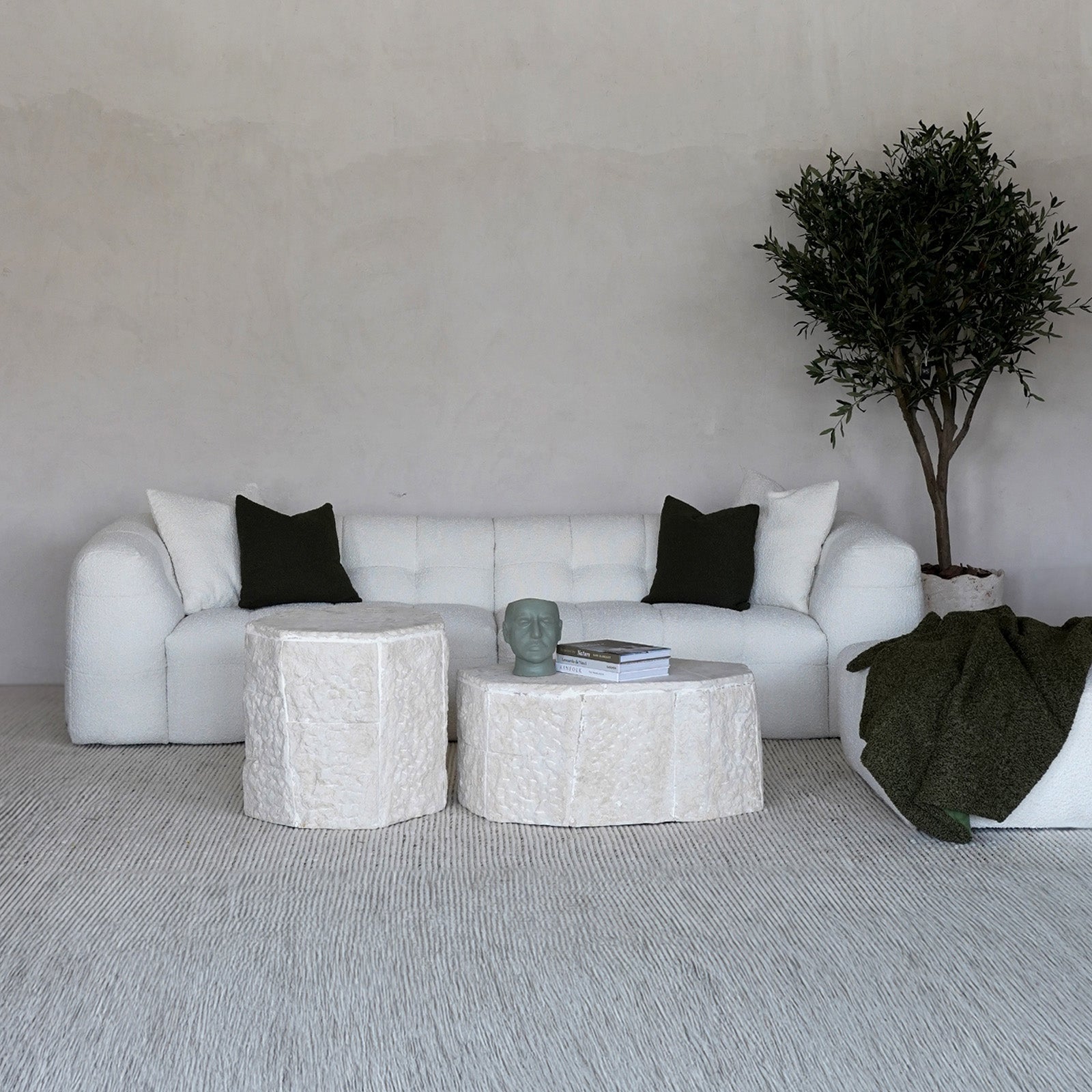 Pina White Boucle 3 Seater Sofa - Sofas - WS Living Furniture Furniture Store in Dubai