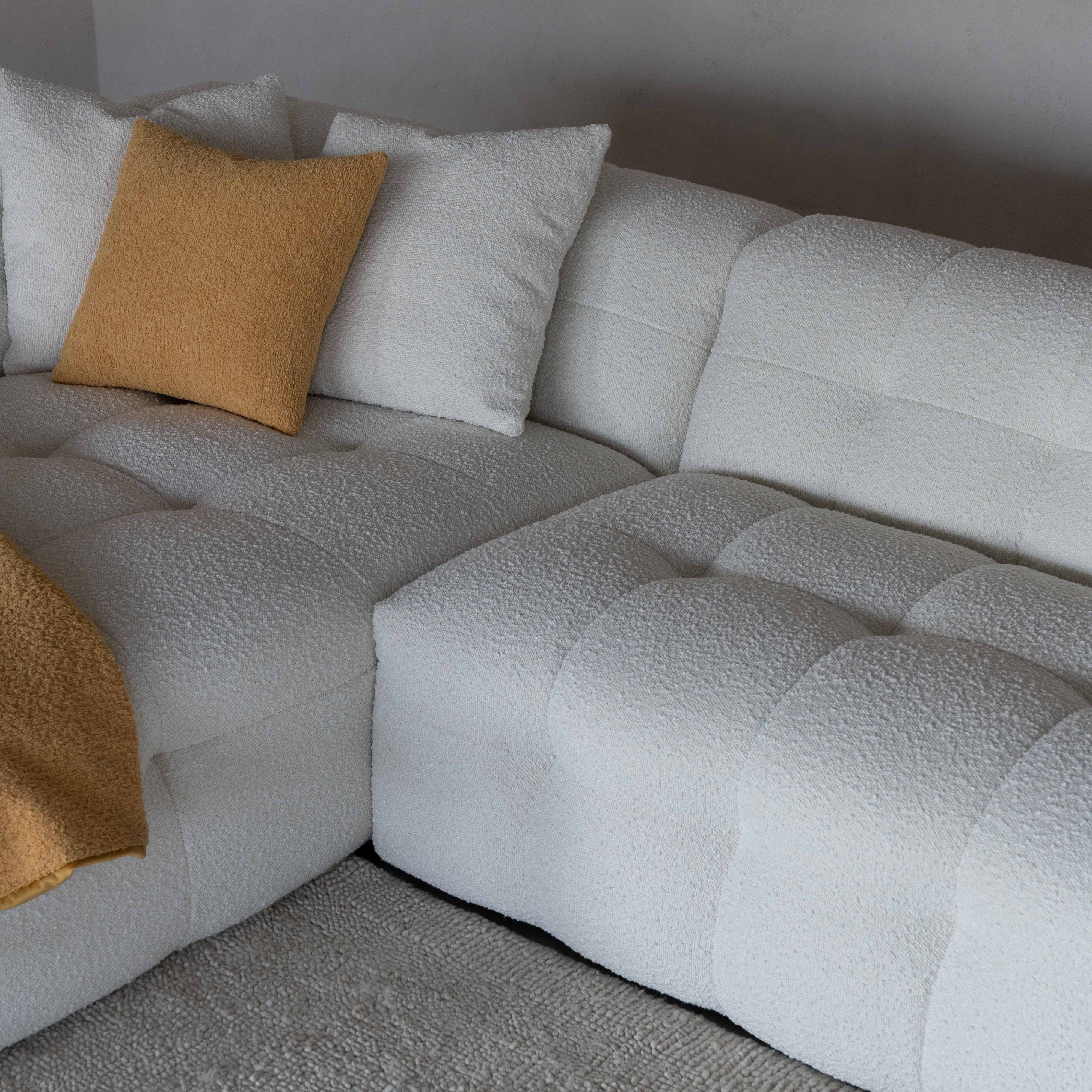 Pina White Boucle Corner L Shape Sofa - Sofas - WS Living Furniture Furniture Store in Dubai