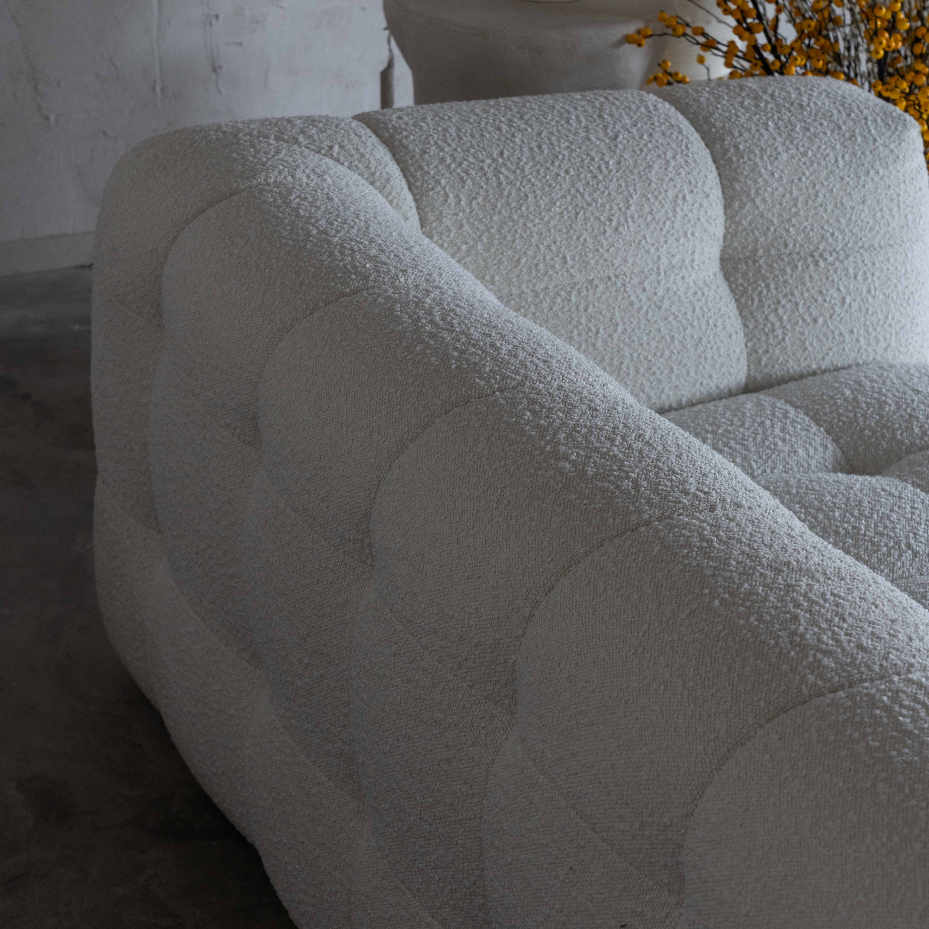 Pina White Boucle Corner L Shape Sofa - Sofas - WS Living Furniture Furniture Store in Dubai