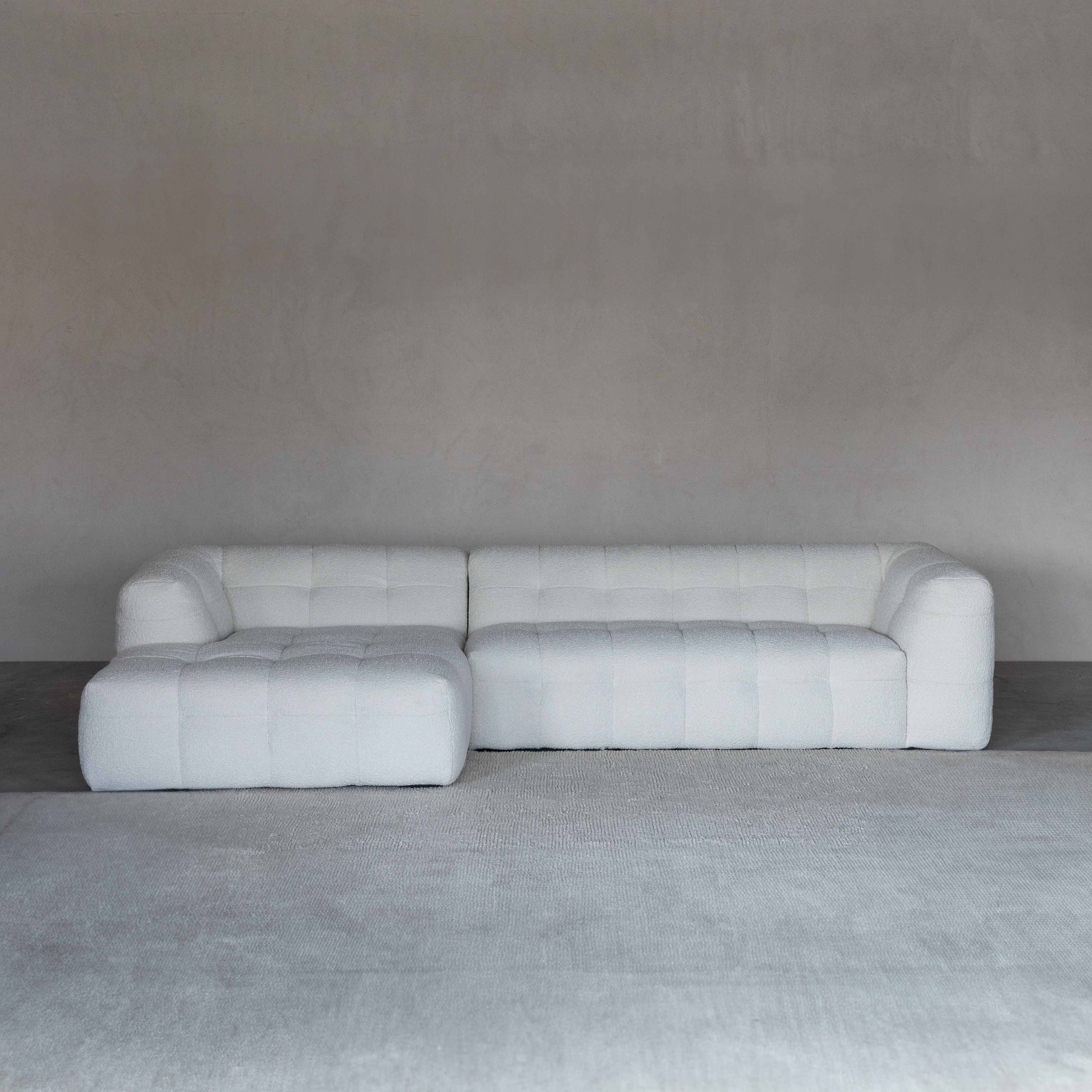 Pina White Boucle Corner L Shape Sofa - Sofas - WS Living Furniture Furniture Store in Dubai