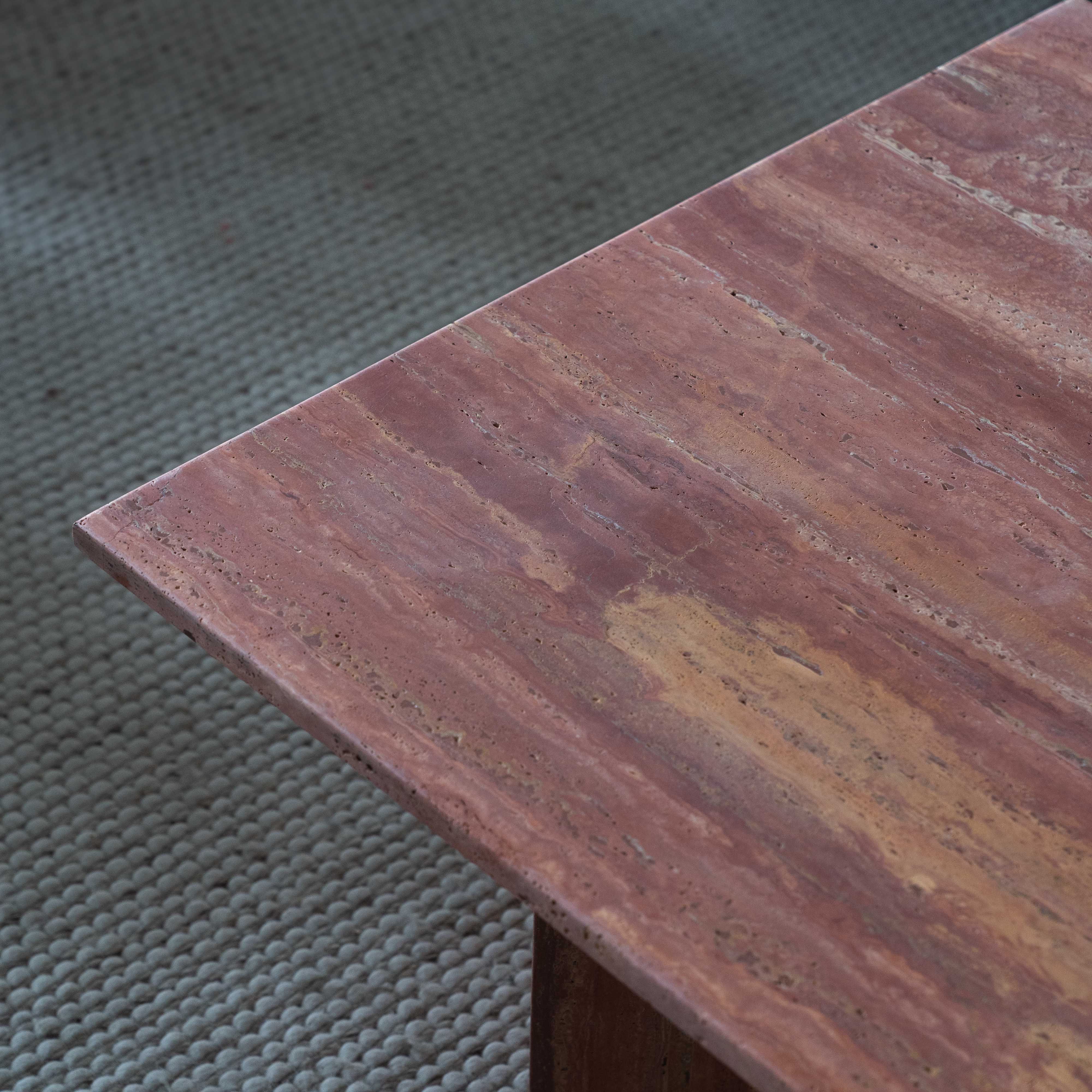 Palm Rectangle Pink Travertine Marble Coffee Table - Coffee Tables - WS Living - UAE Modern Home Furniture Stores in Dubai