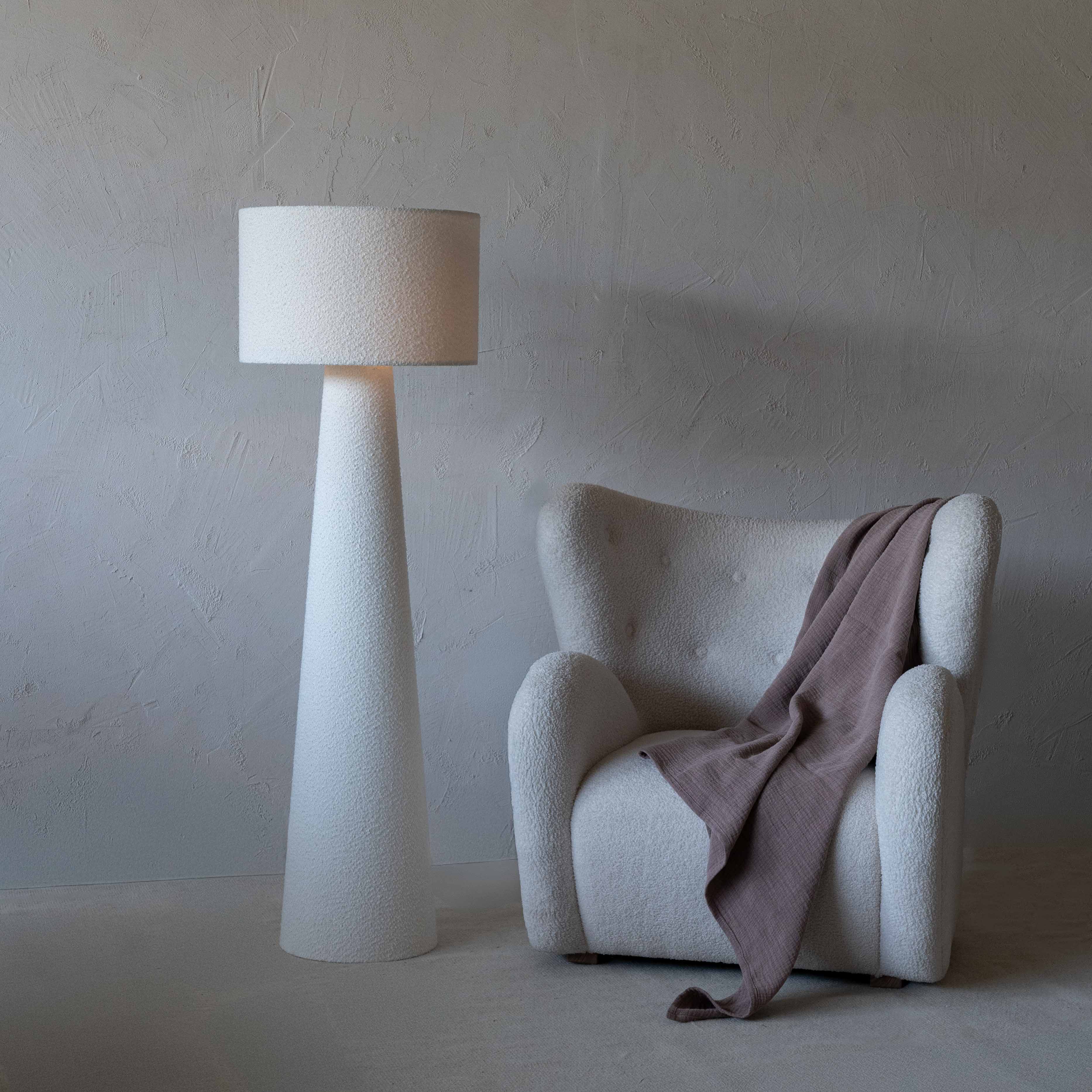 Pollux White Boucle Floor Lamp - Lamps - WS Living Furniture  Furniture Store in Dubai
