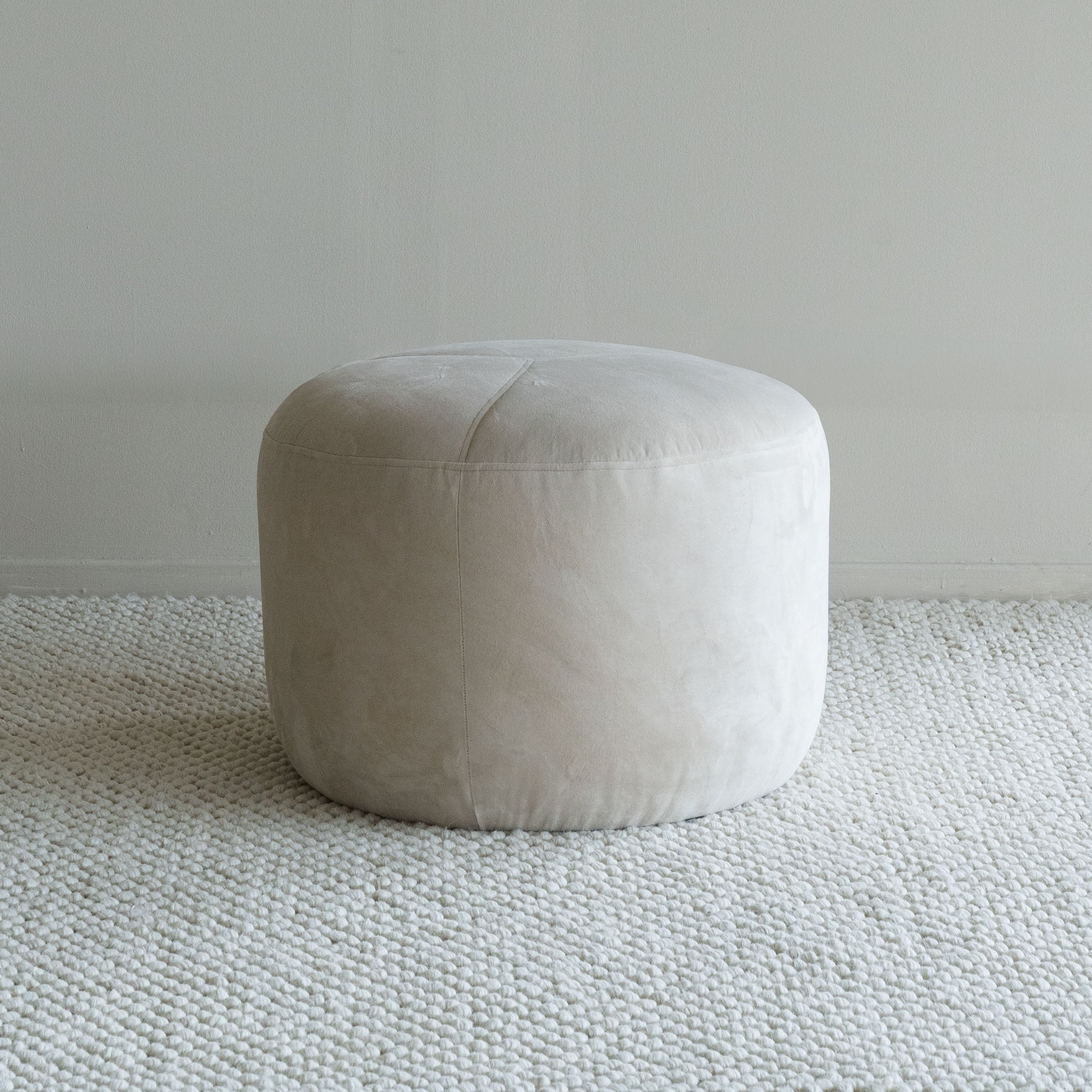 Milo Minimalist Round  Pouf ( Beige - Velvet - Poufs - WS Living Furniture  Furniture Store in Dubai