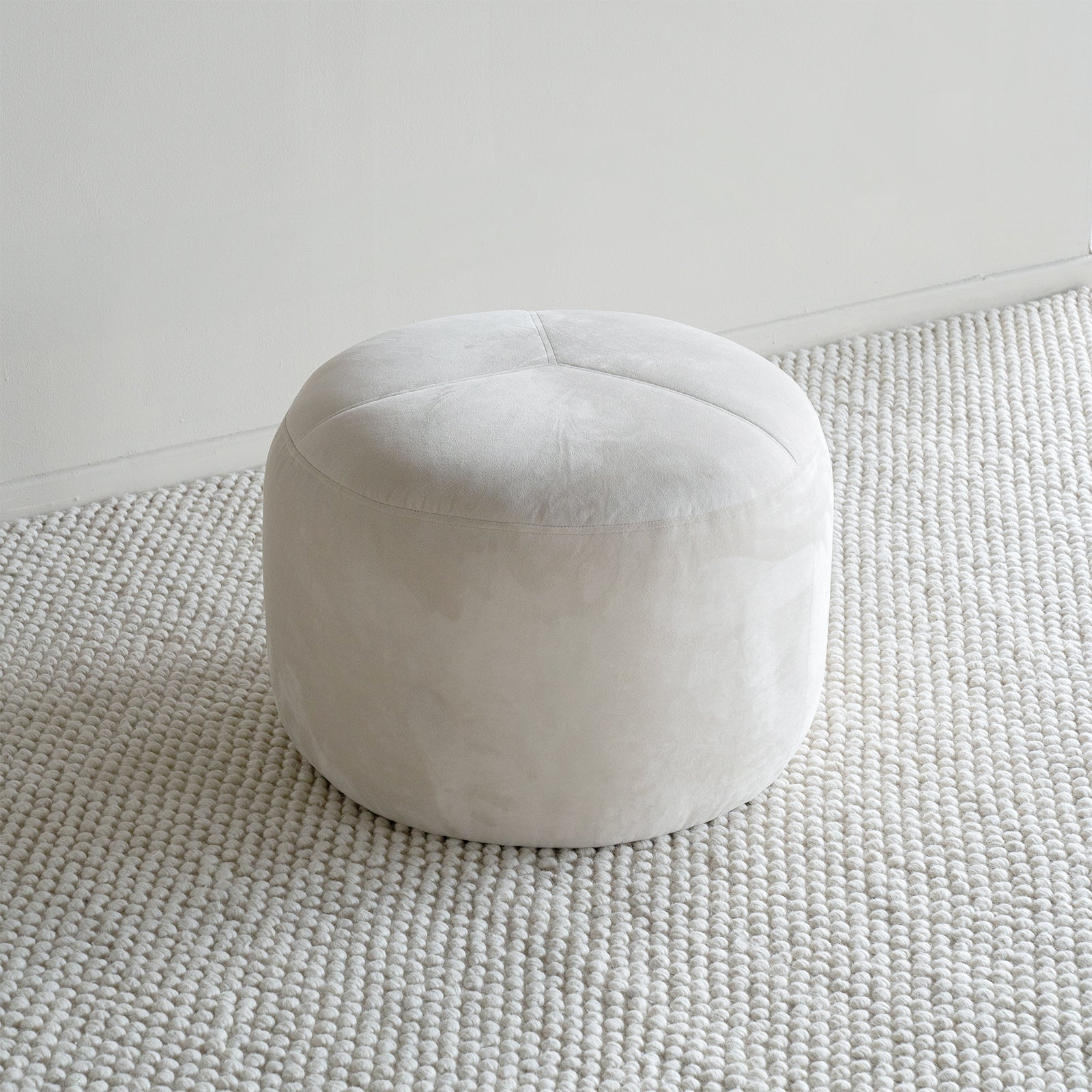 Milo Minimalist Round  Pouf ( Beige - Velvet - Poufs - WS Living Furniture  Furniture Store in Dubai