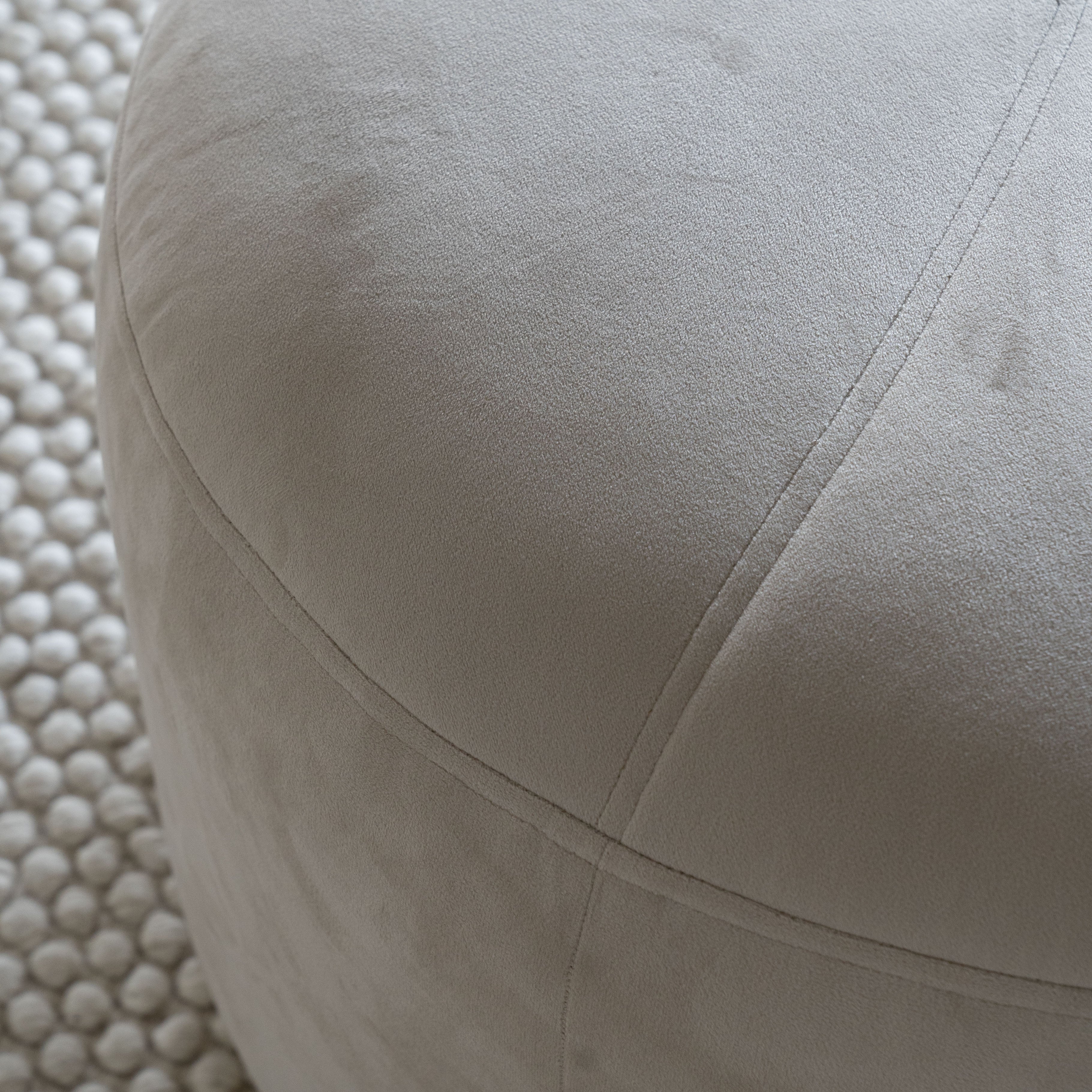 Milo Minimalist Round Pouf ( Beige - Velvet - Poufs - WS Living Furniture Furniture Store in Dubai