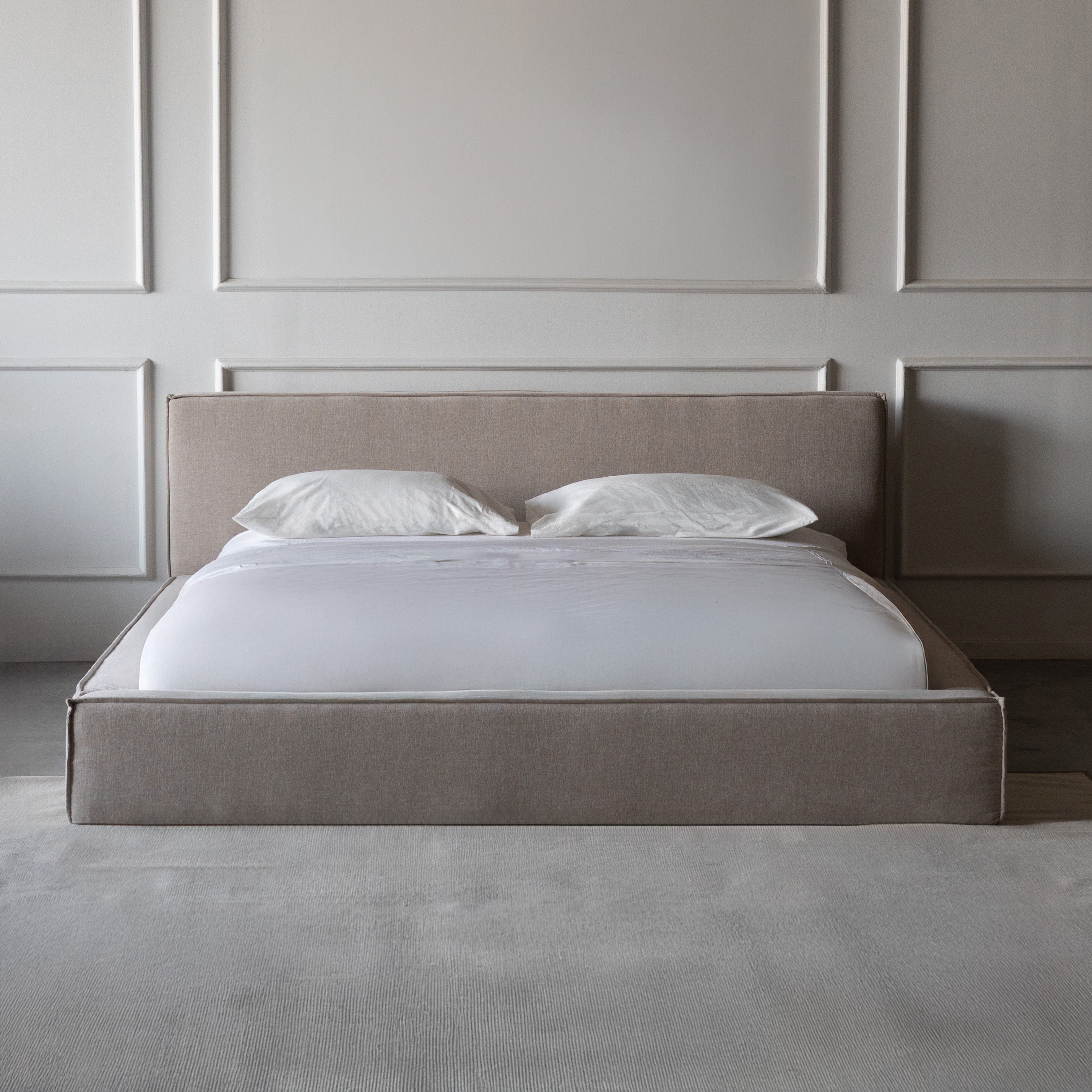 Ravelle Beige Upholstered King Size Bed