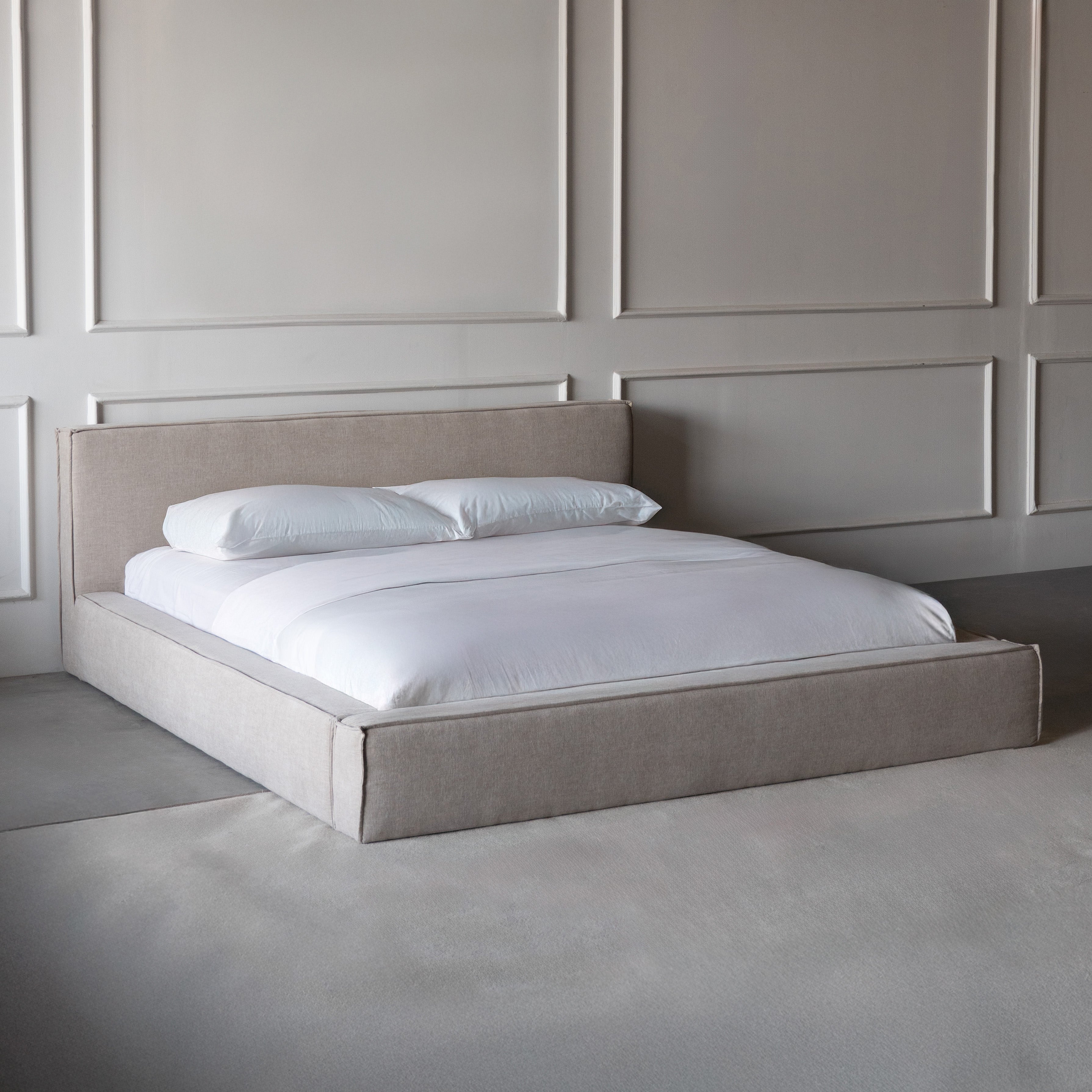 Ravelle Beige Upholstered King Size Bed