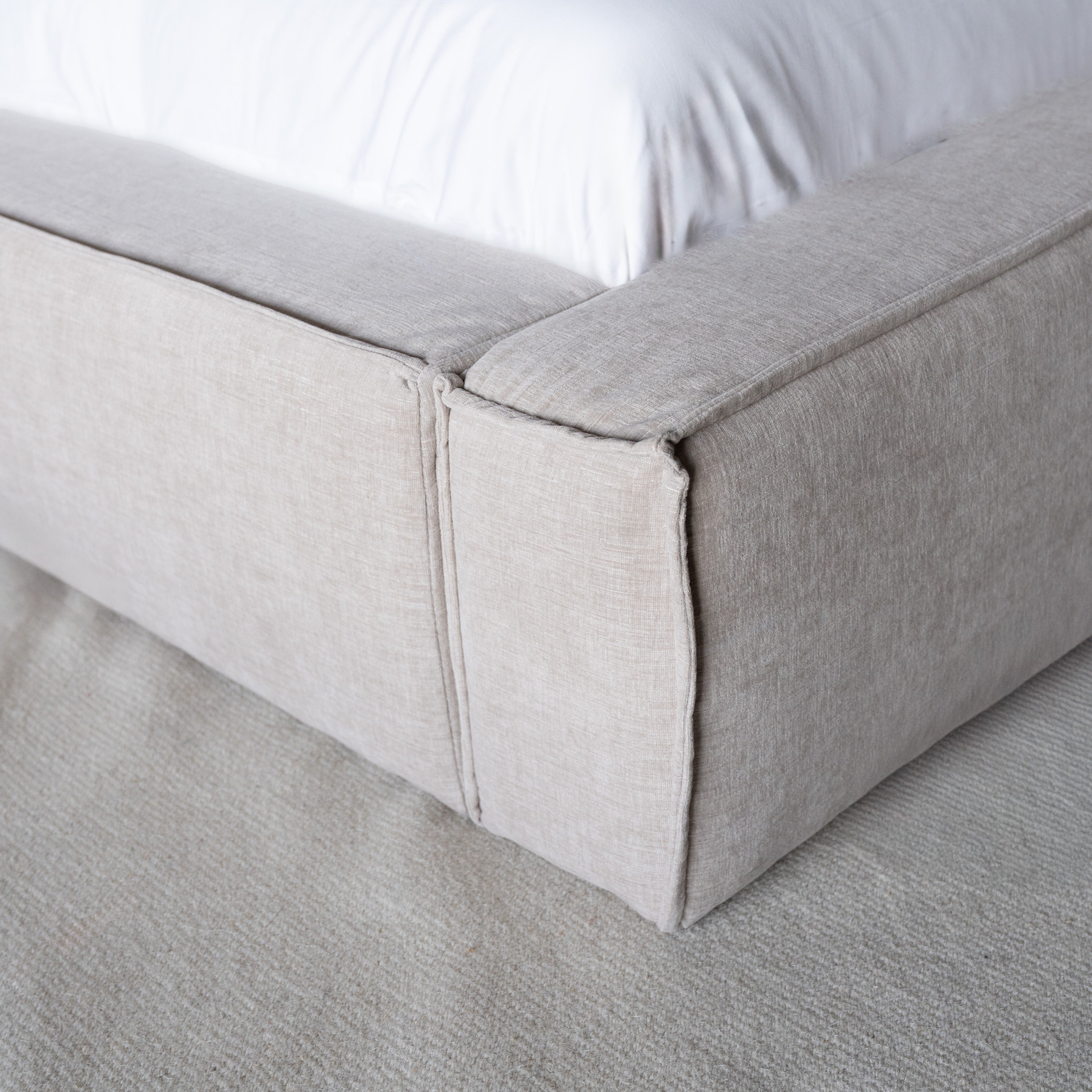 Ravelle Beige Upholstered King Size Bed