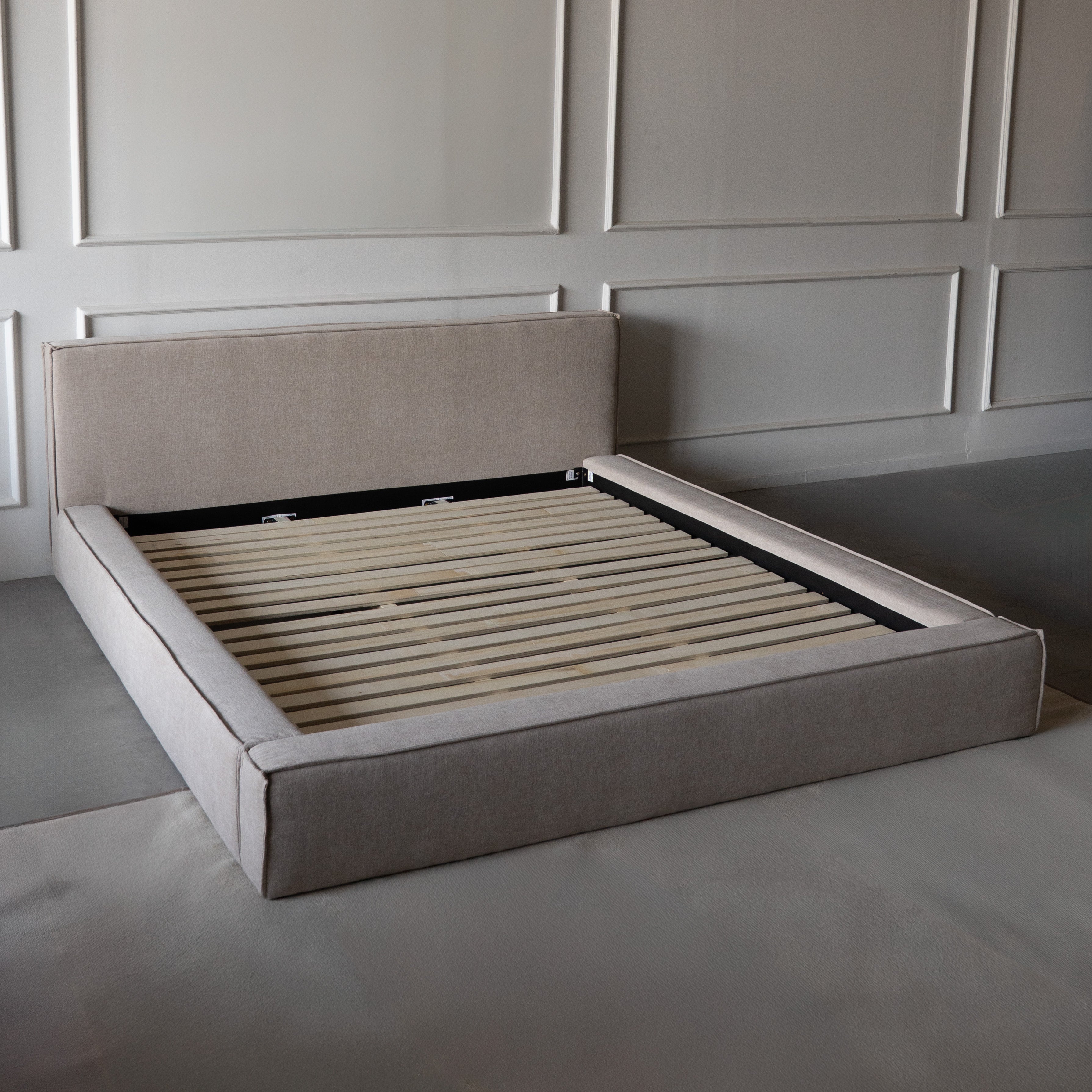 Ravelle Beige Upholstered King Size Bed