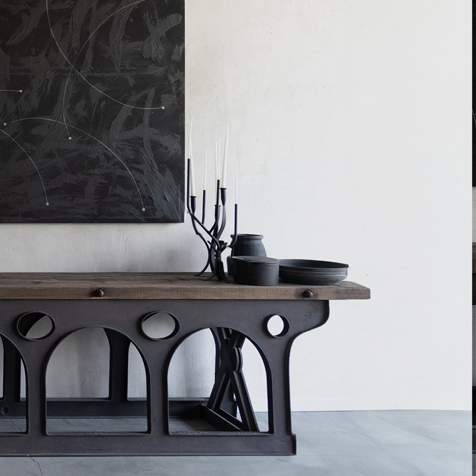 طاولة كونسول وطاولة تزيين من خشب الدردار من ريون