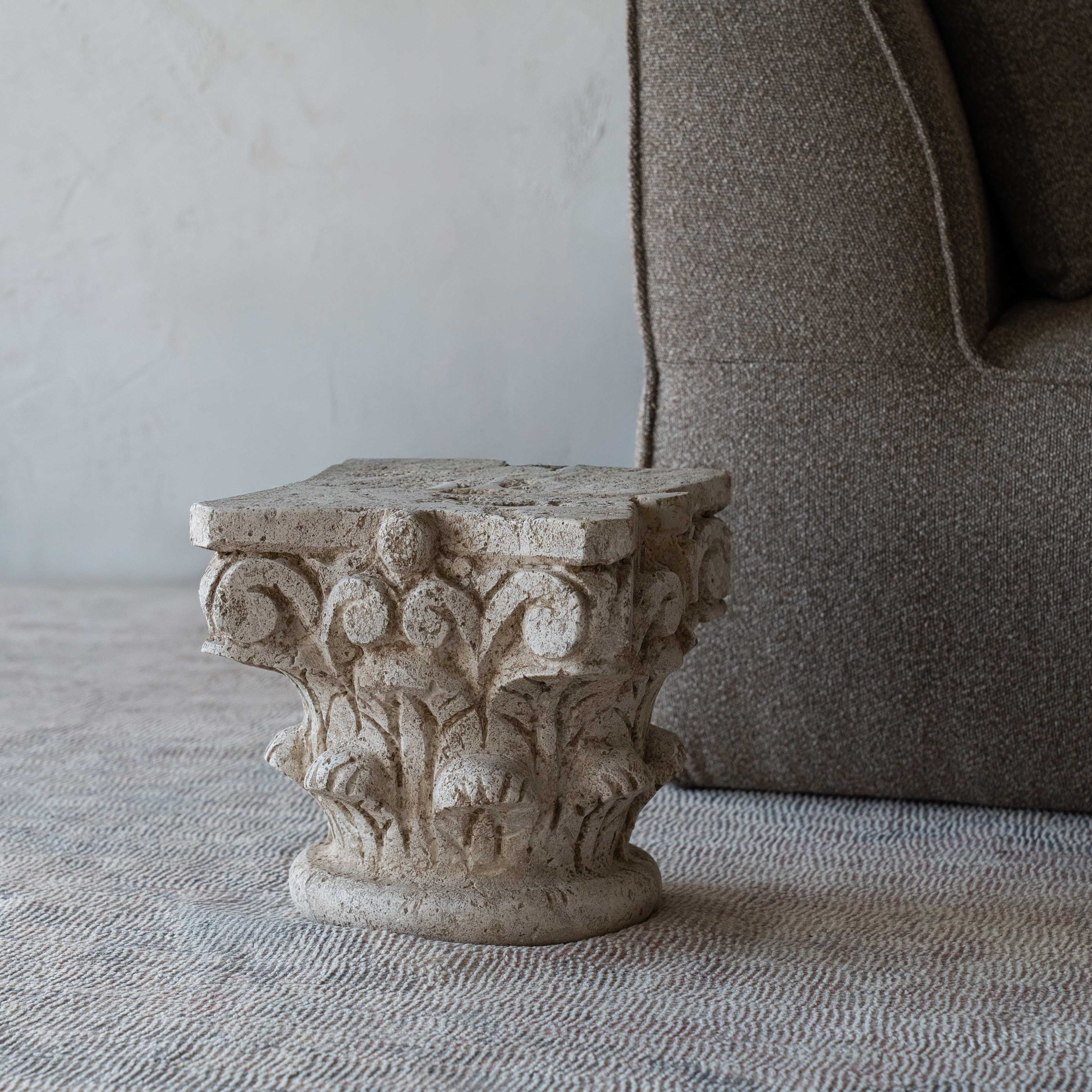 Roman Crown Decorative Limestone Ancient Object | Sculpture - Beige - Side Table - WS Living Furniture Furniture Store in Dubai