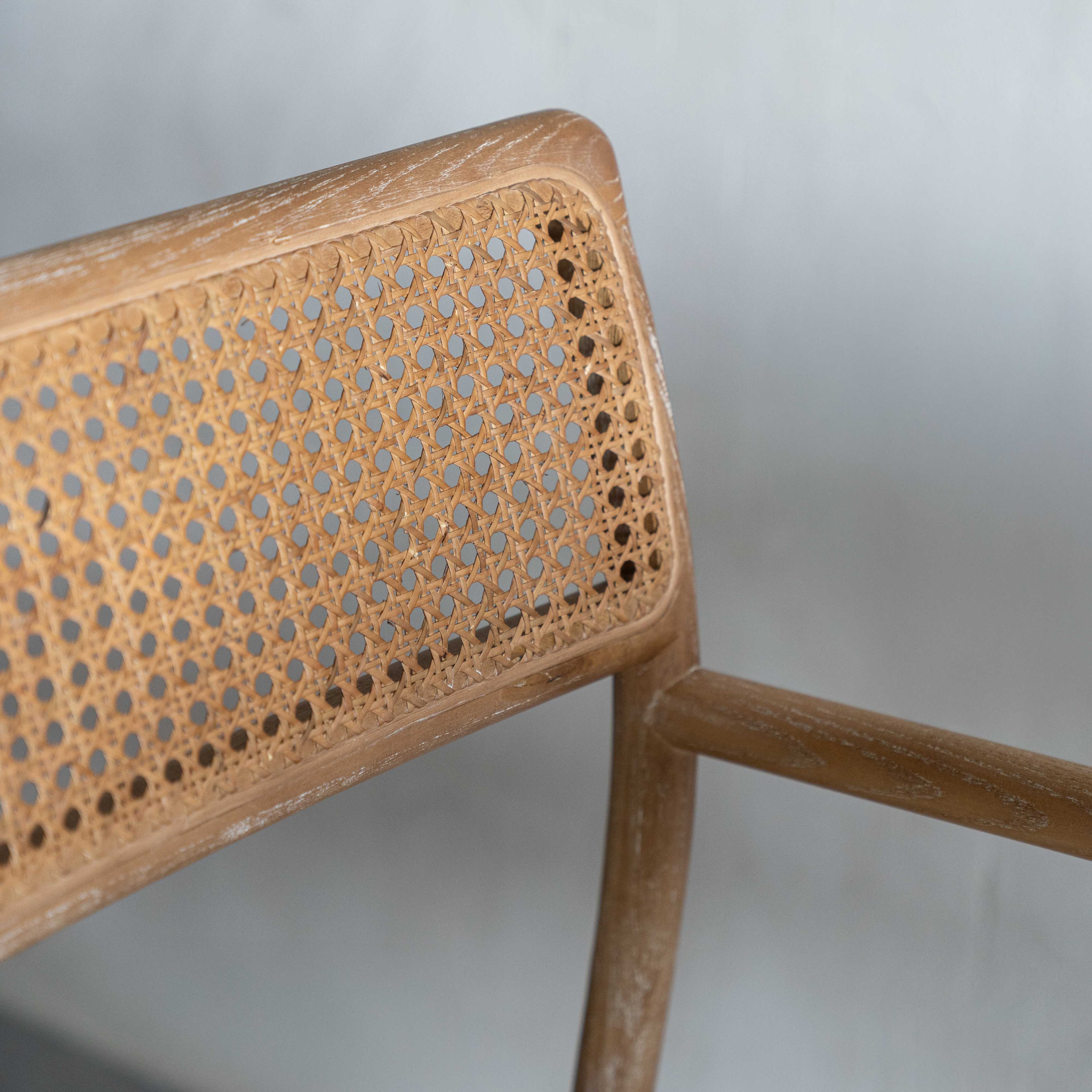 Rattan Royale Solid Ash Wood Armrest Rattan Dining Chair - LJ1211 - Dining Chairs - WS Living Furniture Furniture Store in Dubai