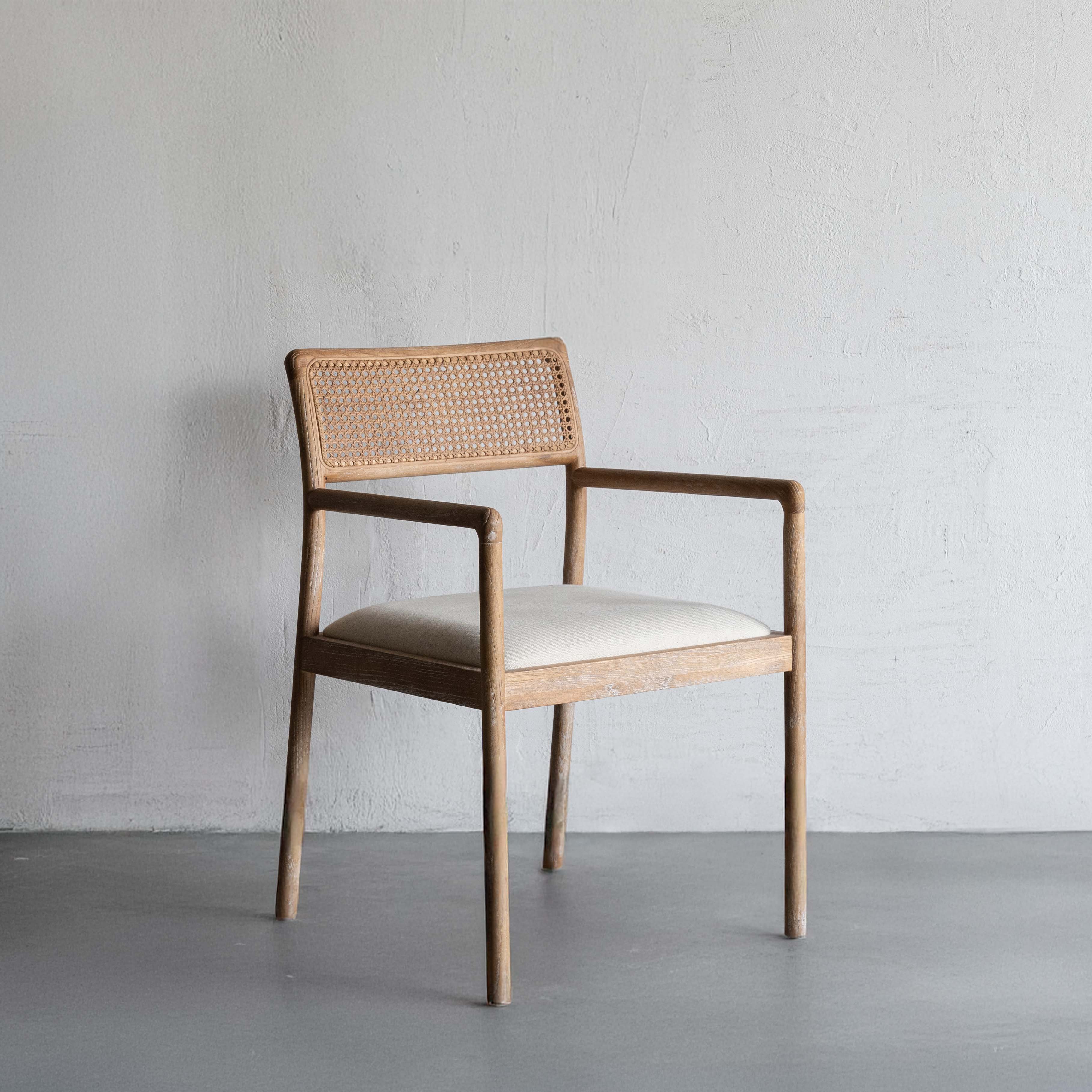 Rattan Royale Solid Ash Wood Armrest Rattan Dining Chair - LJ1211 - Dining Chairs - WS Living Furniture Furniture Store in Dubai