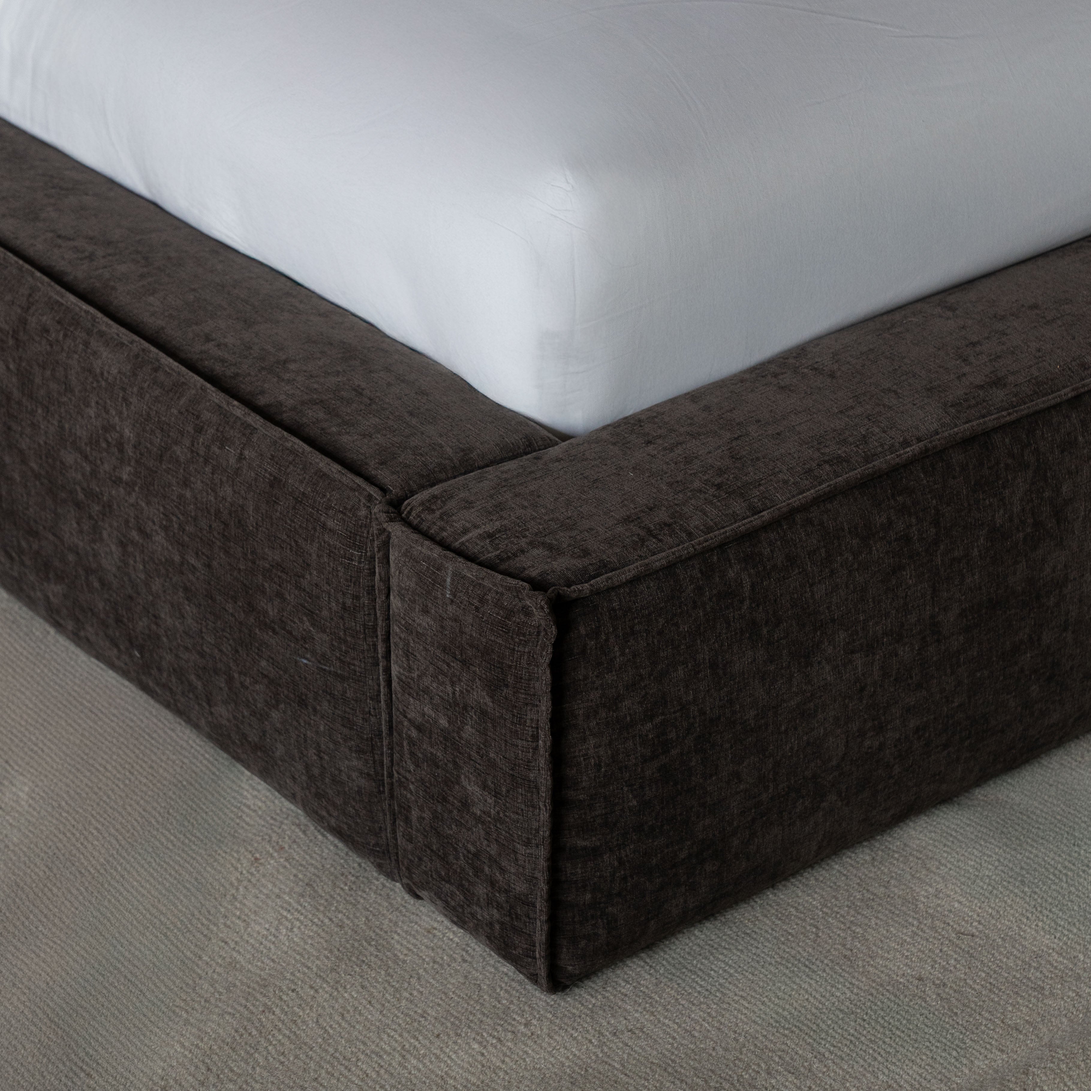 Ravelle Brown Upholstered King Size Bed