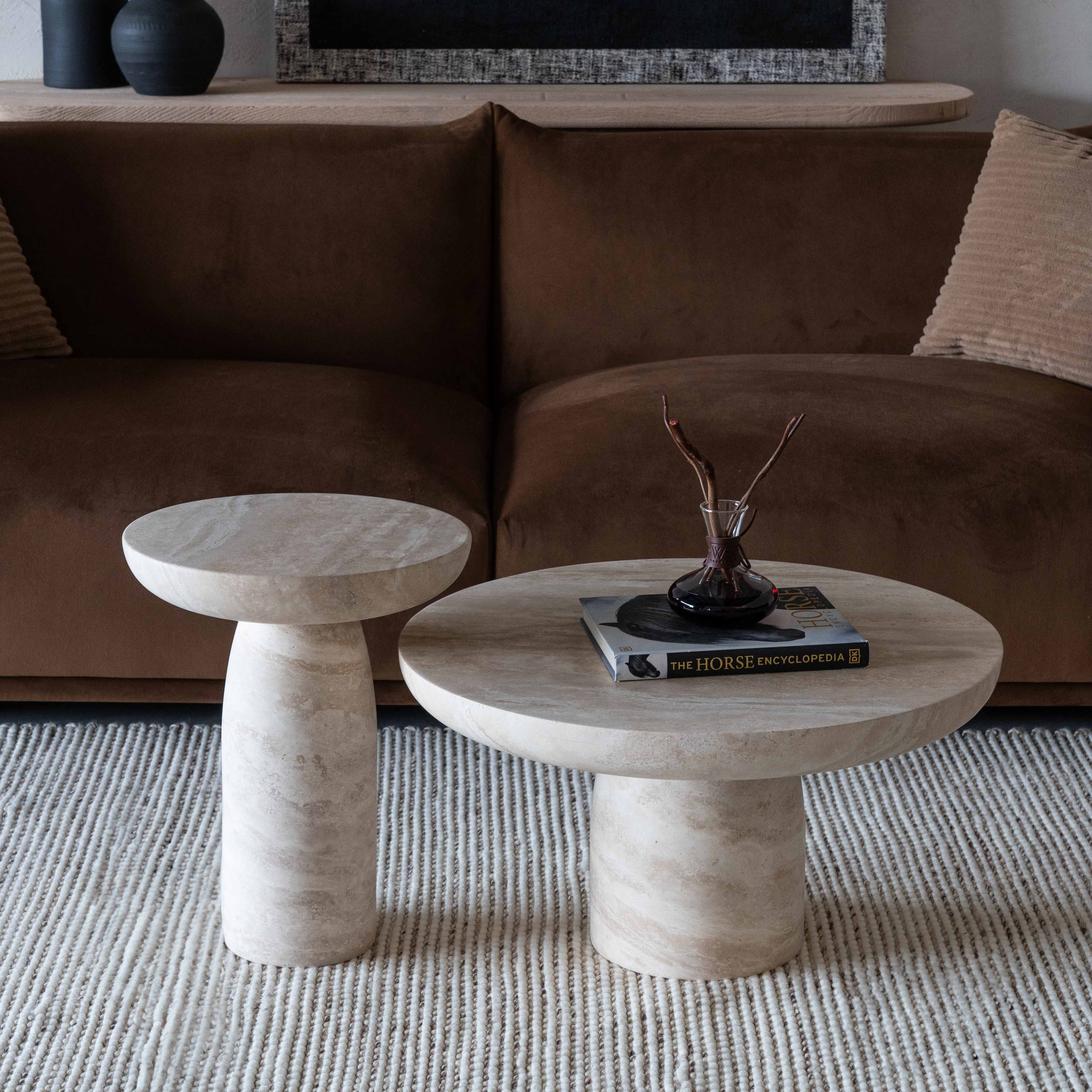 Rodha Modern Beige Natural Marble Coffee Table | Center Table - Coffee Tables - WS Living Furniture Furniture Store in Dubai