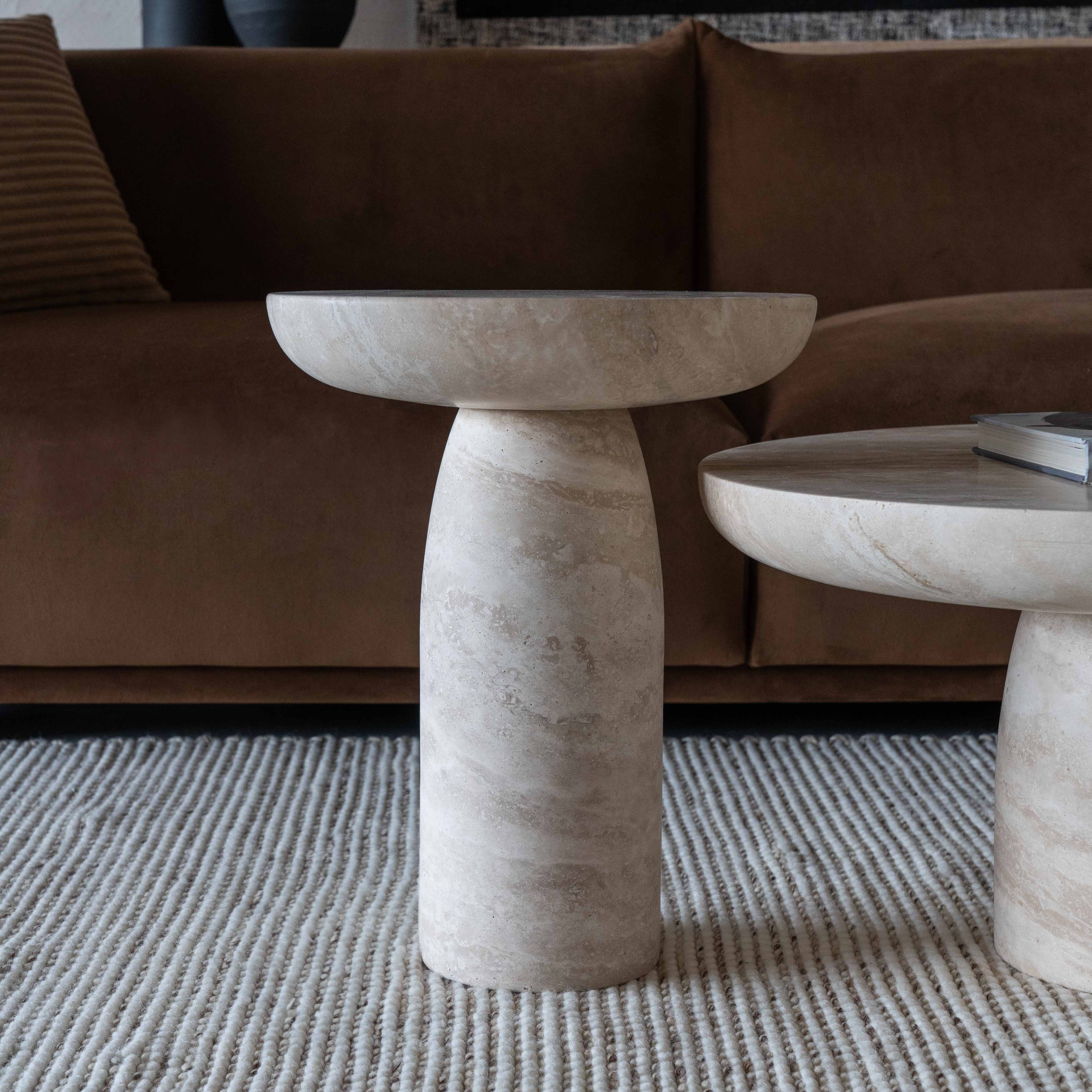 Milan Modern Natural Marble End Side Table | Accent Table - Side Tables - WS Living Furniture Furniture Store in Dubai