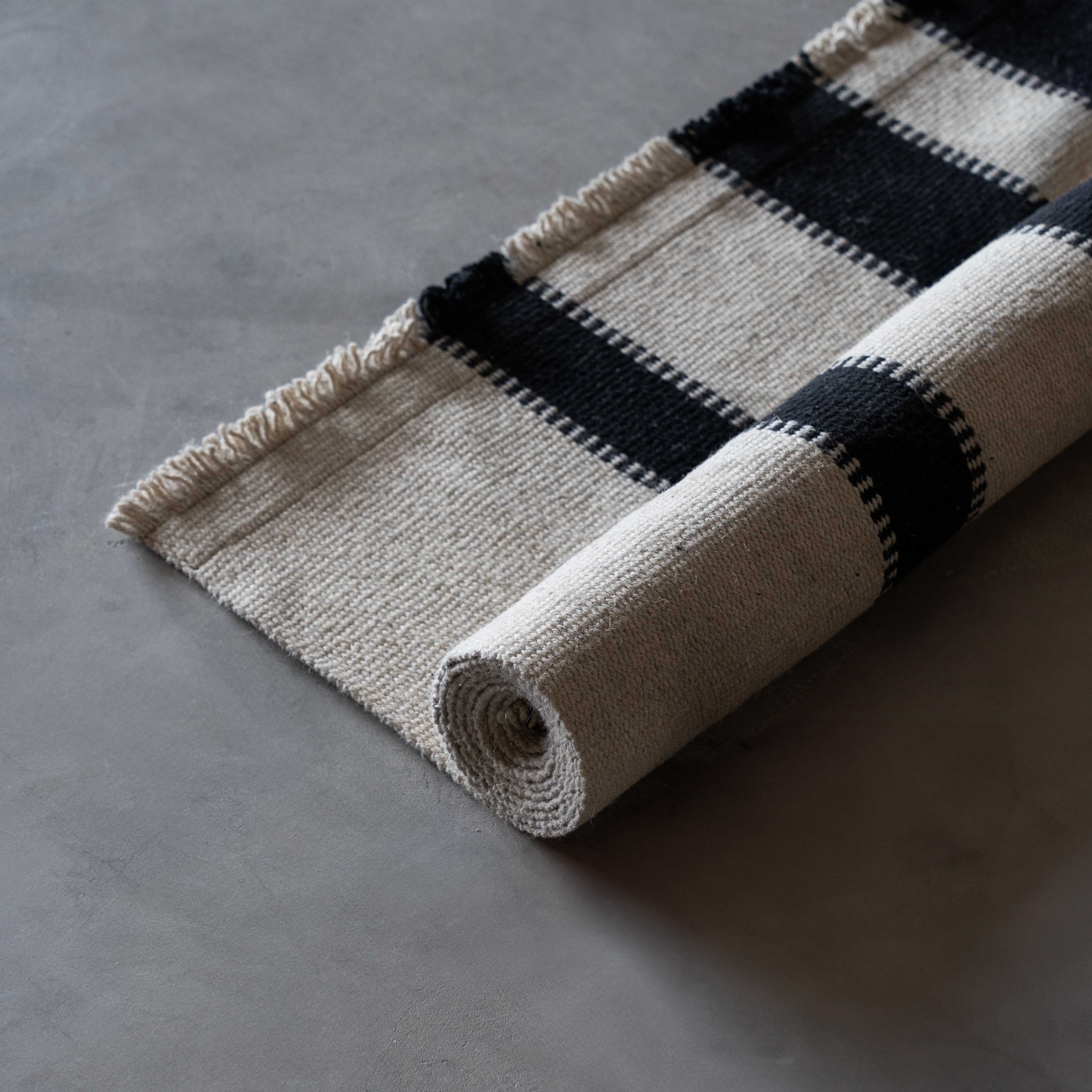 Nayef Handmade Beige & Black Wool Rug | Carpet - Rugs - WS Living Furniture  Furniture Store in Dubai