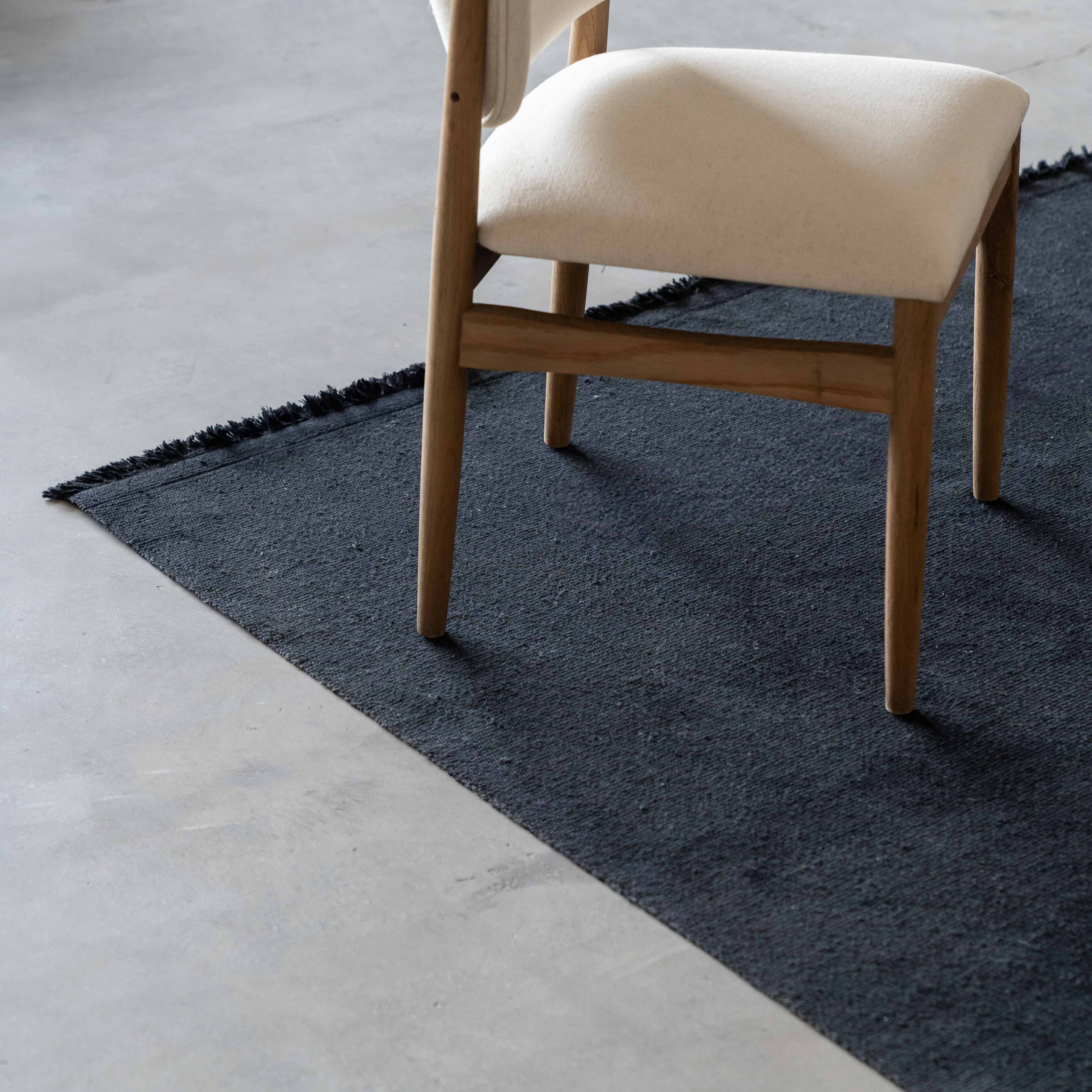 Nawaf Handmade Black Wool Rug - Rugs - WS Living - UAE Modern Home Furniture Stores in Dubai