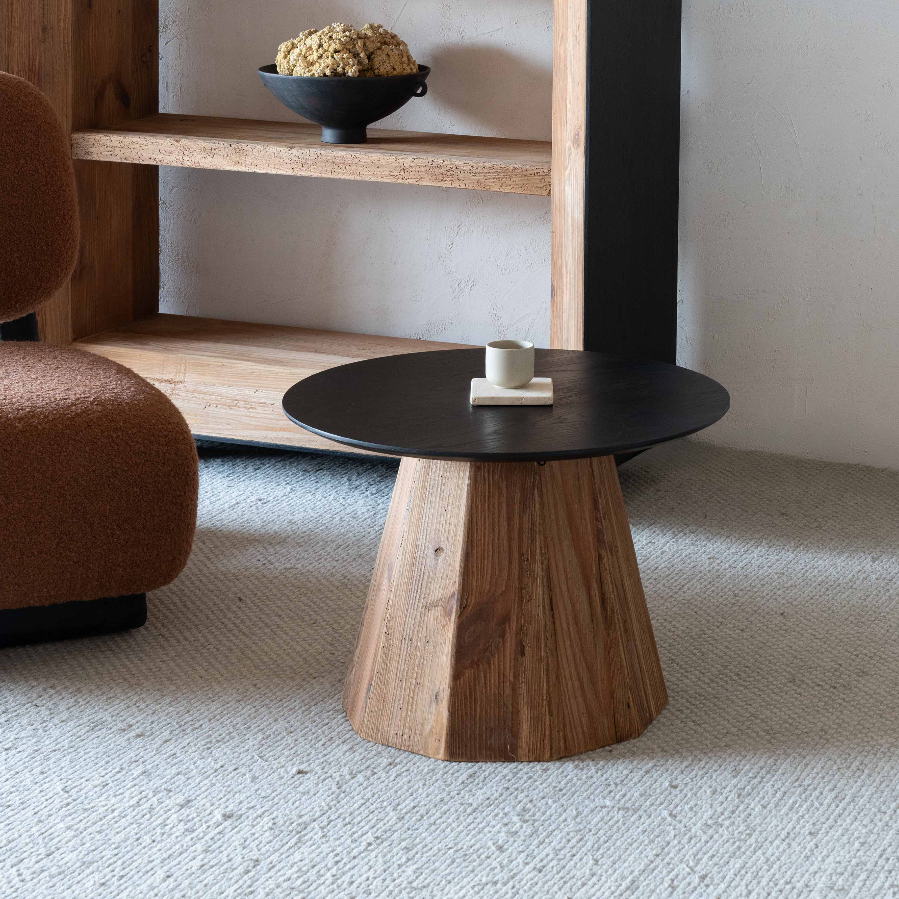 Rustic Serenity Solid Wood Round Coffee Table | End Side Table - Coffee Tables - WS Living Furniture  Furniture Store in Dubai