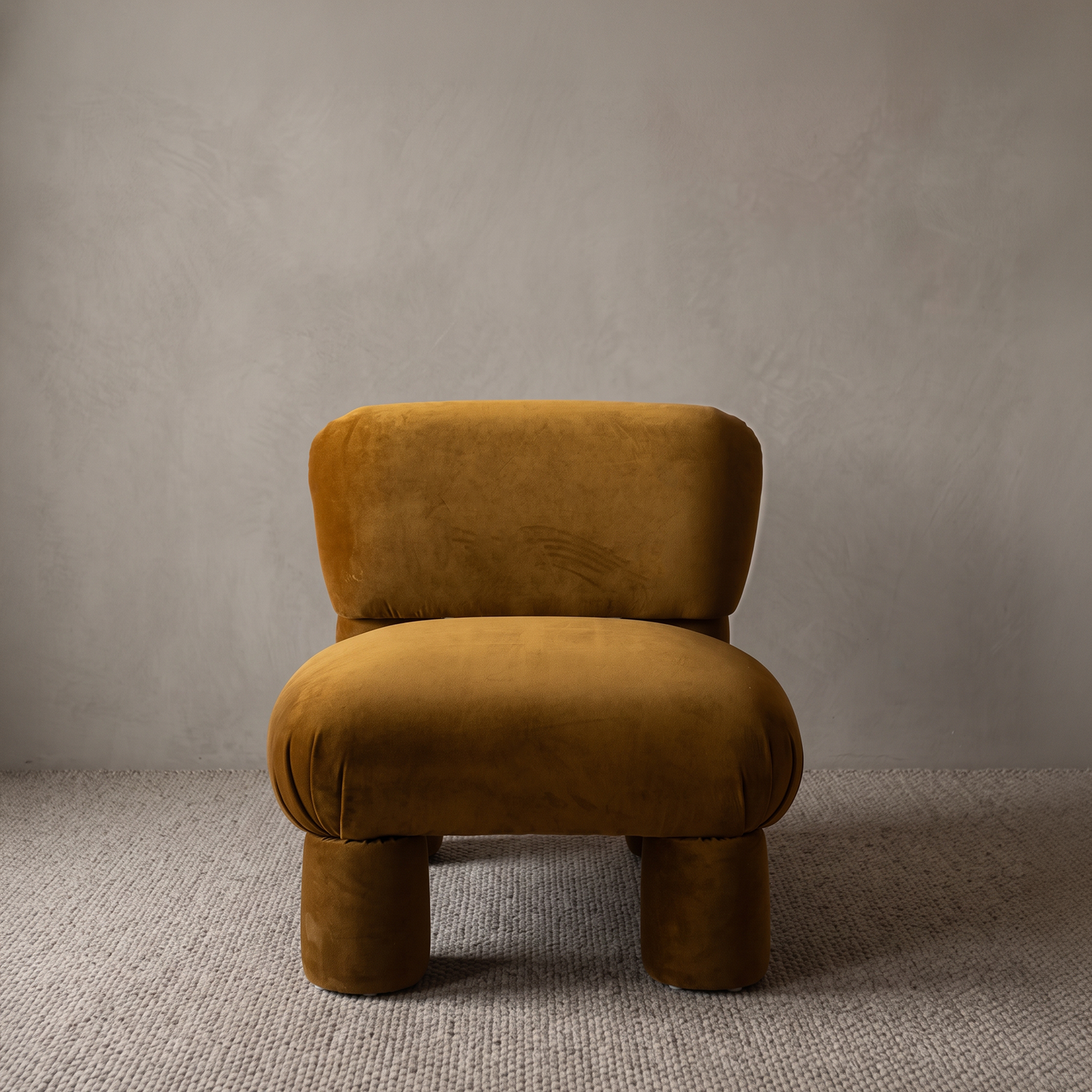 Velluto 1970s Italian Style Low Lounge Chair - MUSTARD