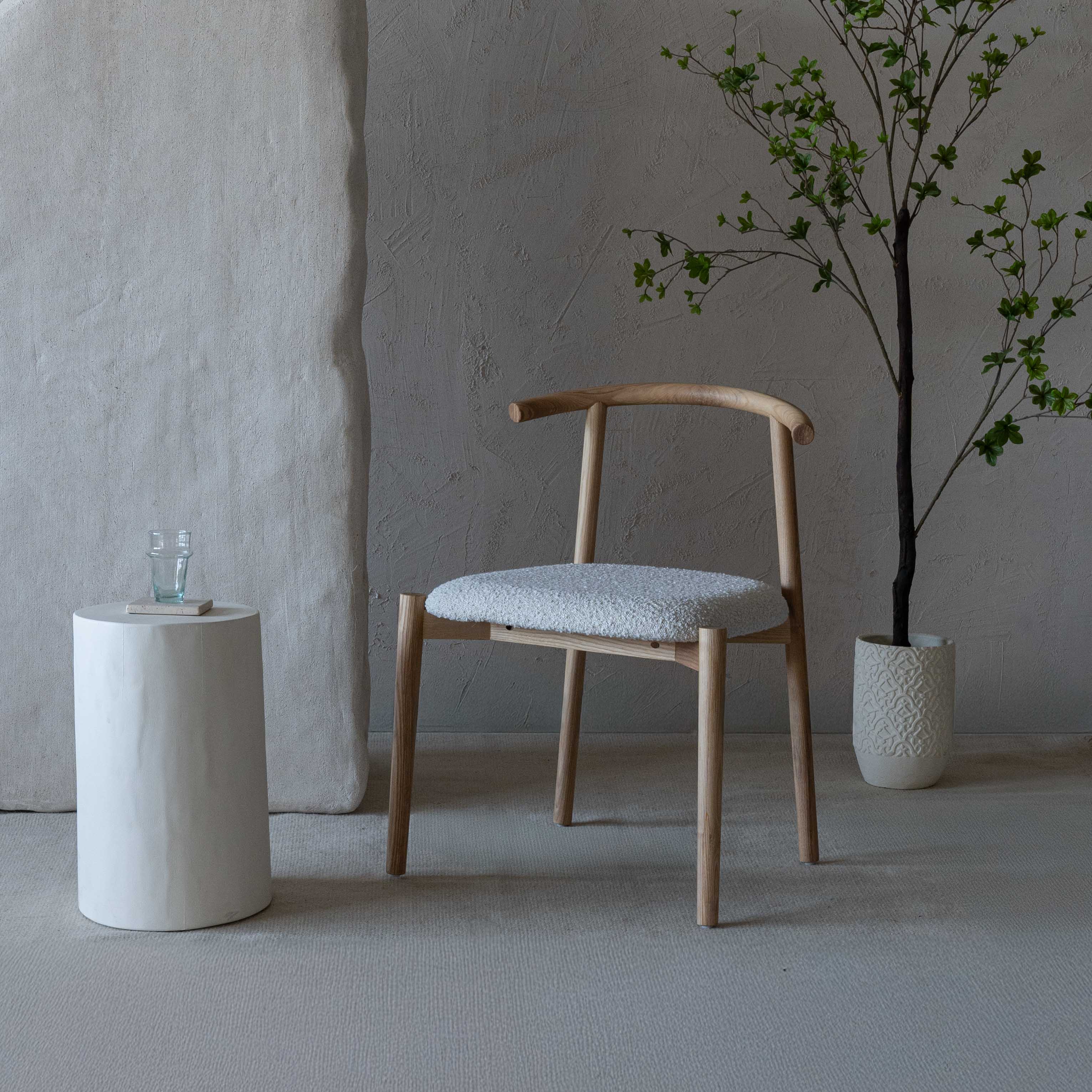 Sandro Natural Wood Modern Boucle Dining Chair - Dining Chairs - WS Living Furniture  Furniture Store in Dubai