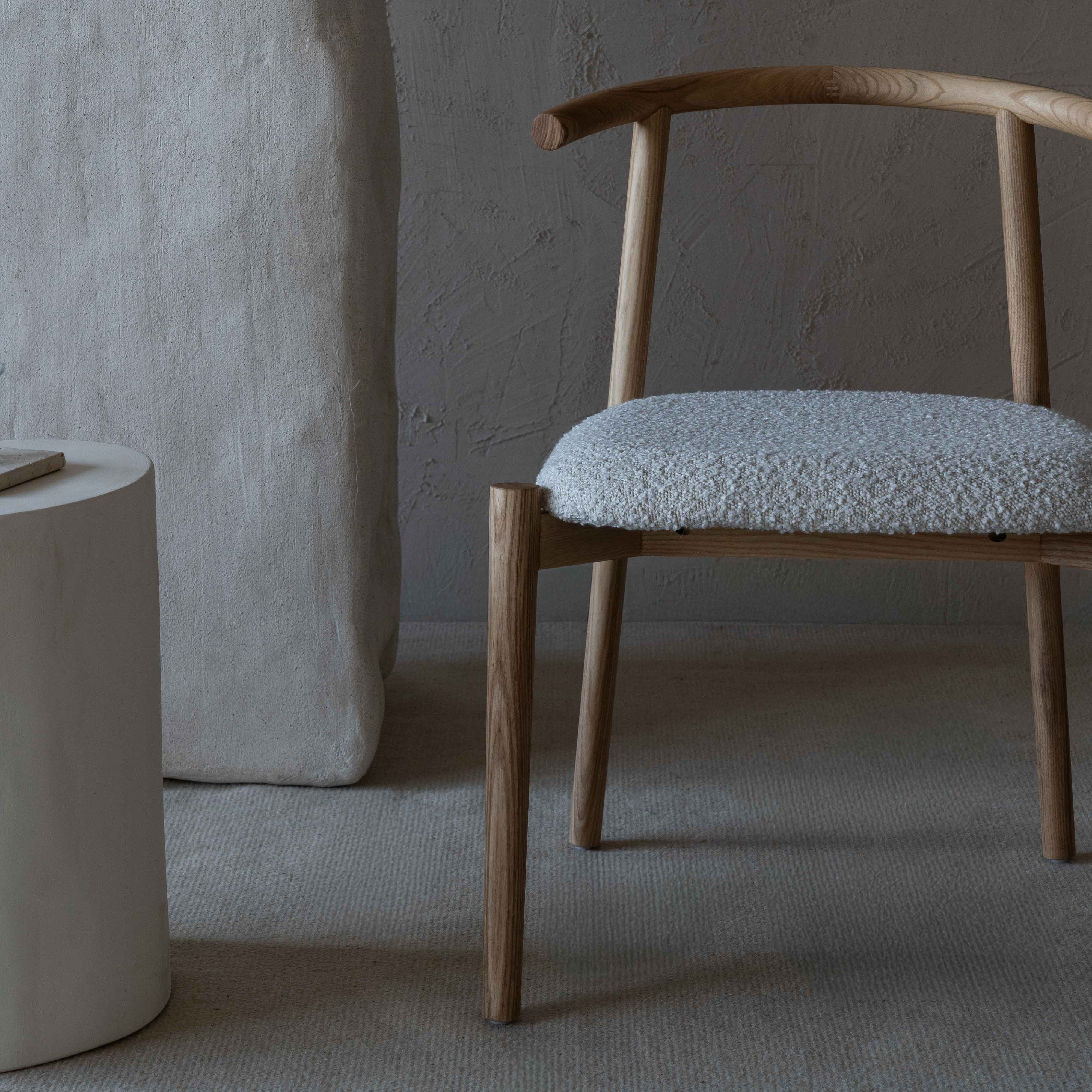 Sandro Natural Wood Modern Boucle Dining Chair - Dining Chairs - WS Living Furniture  Furniture Store in Dubai