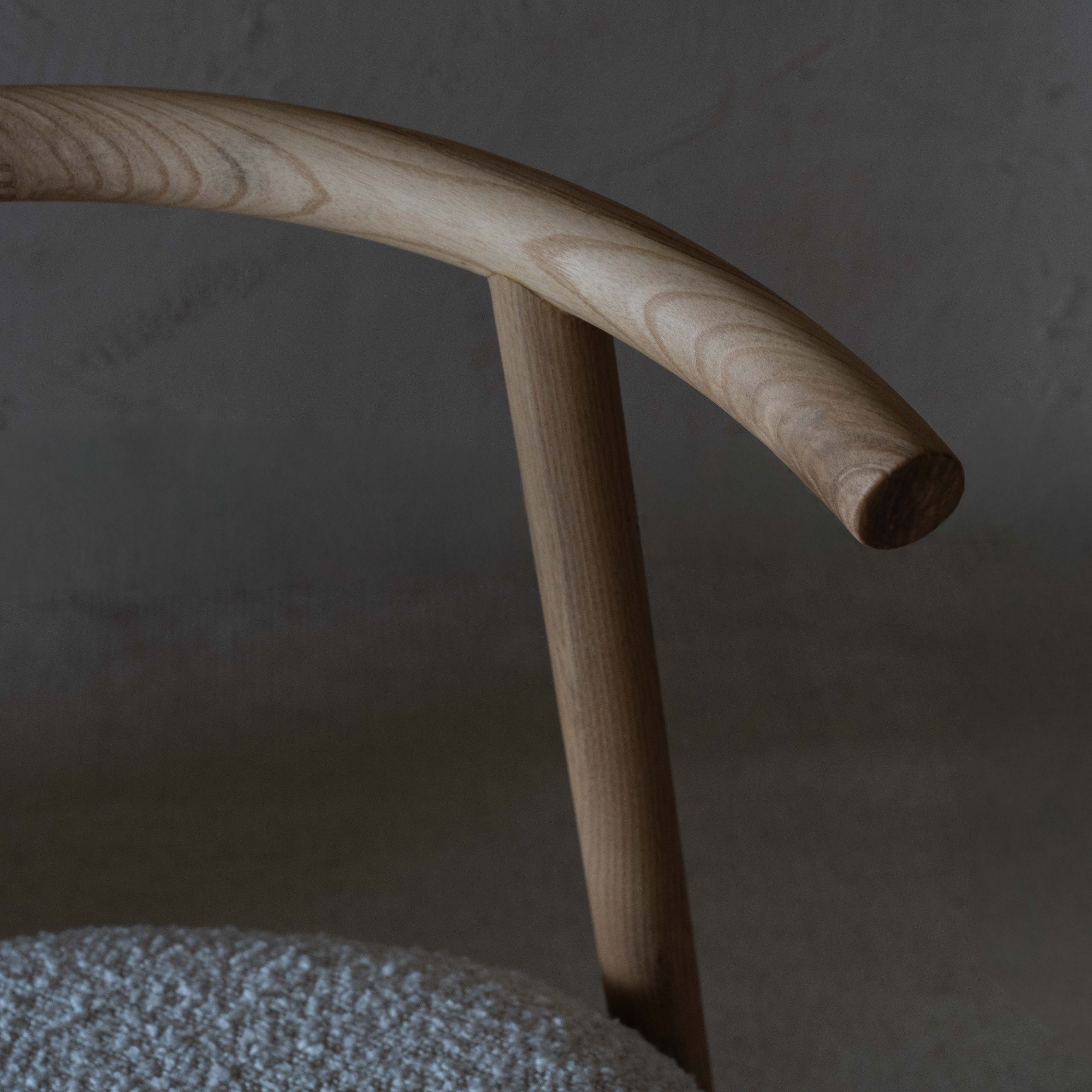 Sandro Natural Wood Modern Boucle Dining Chair - Dining Chairs - WS Living Furniture  Furniture Store in Dubai