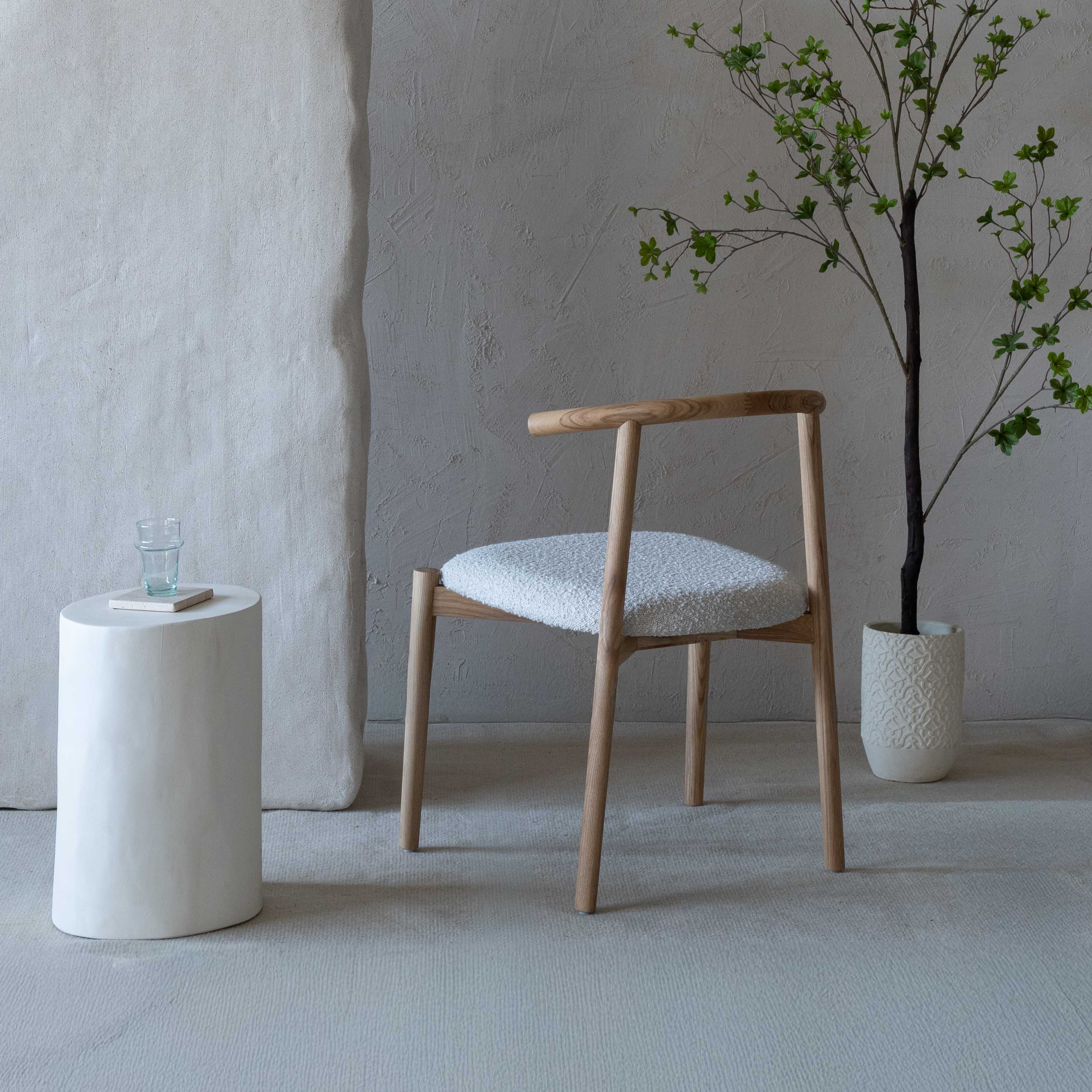 Sandro Natural Wood Modern Boucle Dining Chair - Dining Chairs - WS Living Furniture  Furniture Store in Dubai